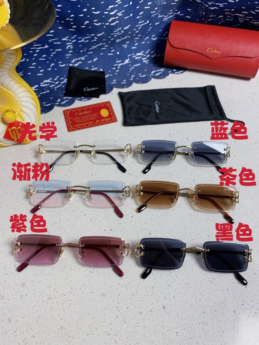 Cartier Fashion Blue Lens Sunglasses for Men & Women - detail image 12