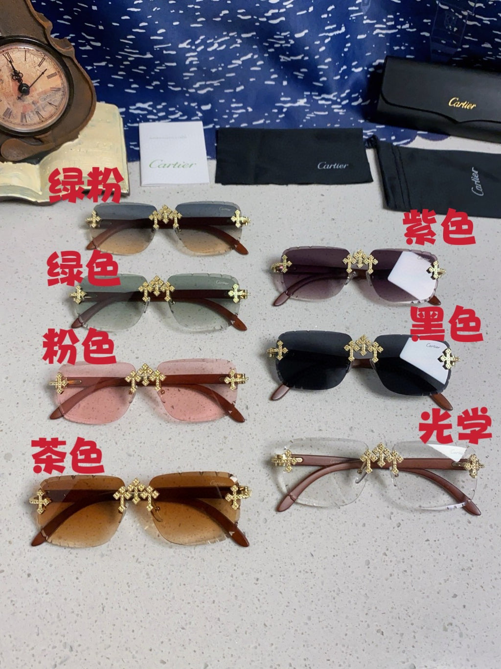 Cartier Lightweight Rimless Silver Lens Sunglasses for Men & Women - 493674 - detail image 13
