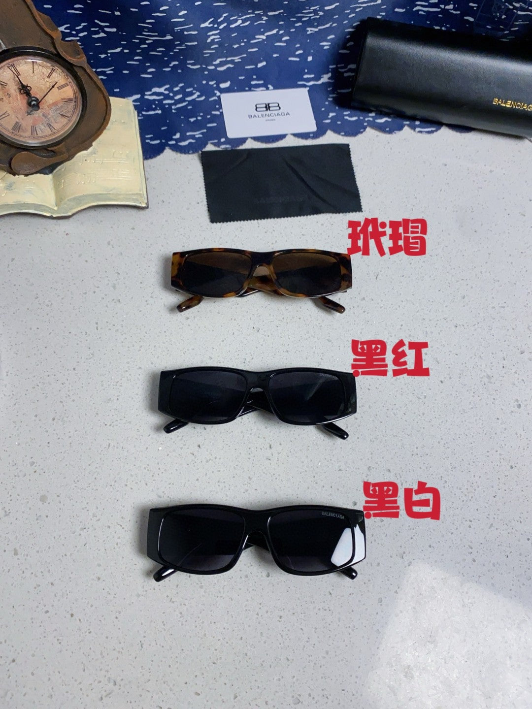Balenciaga Square Blue Lens Sunglasses for Men & Women - 935205 - detail image 12