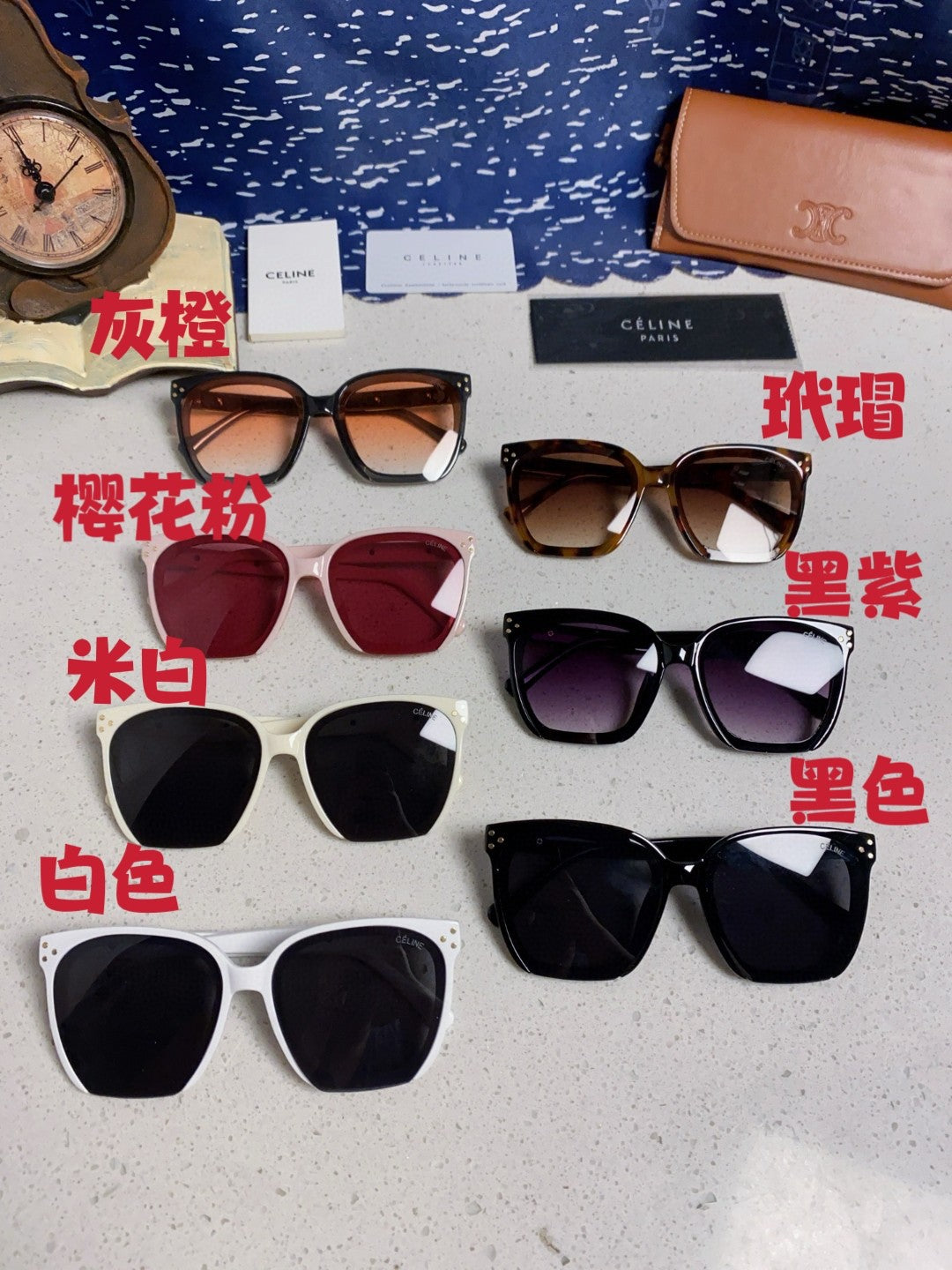Celine Square Black Lens Sunglasses for Men & Women - 372024 - detail image 12