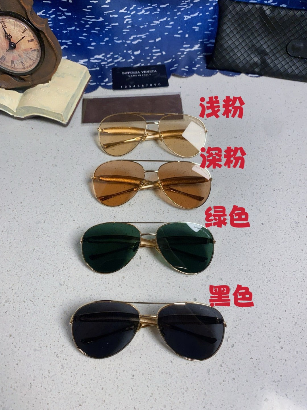 Bottega Veneta Metal Aviator Red Lens Sunglasses for Men & Women - detail image 12