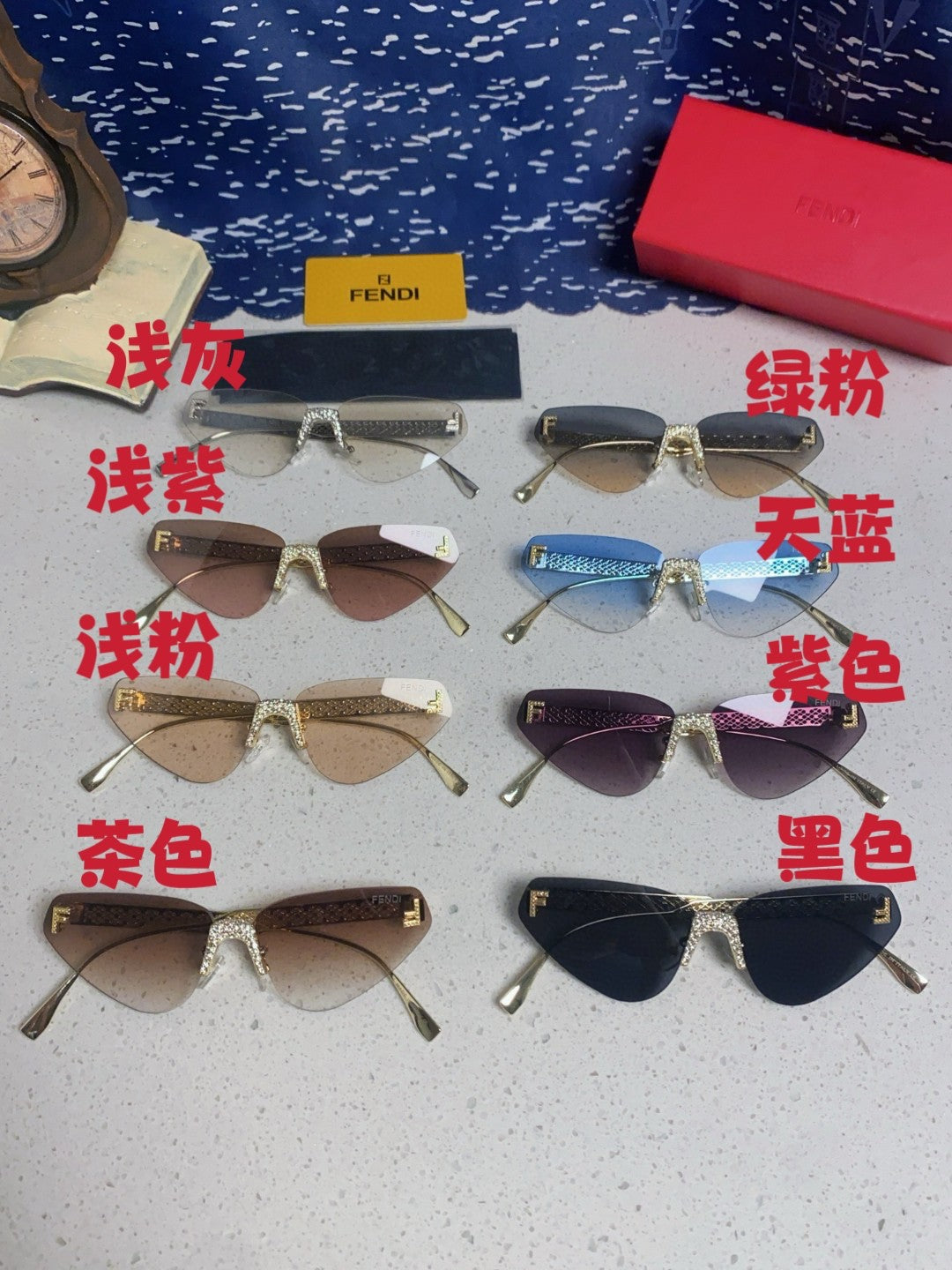 Fendi Lightweight Metal Rimless Red Lens Sunglasses for Women - detail image 13