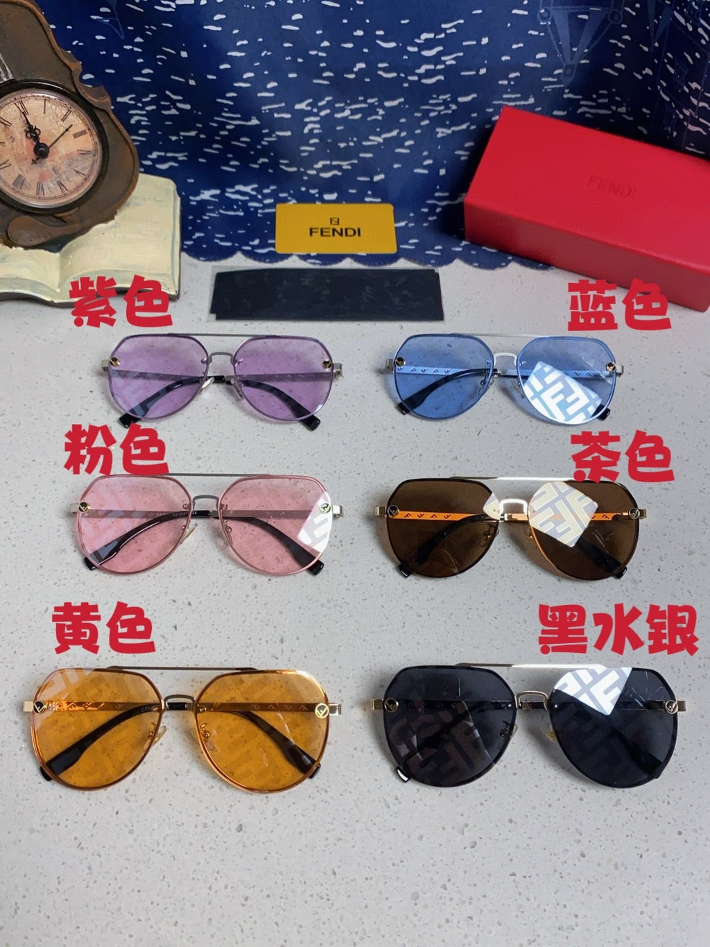 Fendi Lightweight Rimless Blue Lens Sunglasses for Men & Women - 449833 - detail image 11