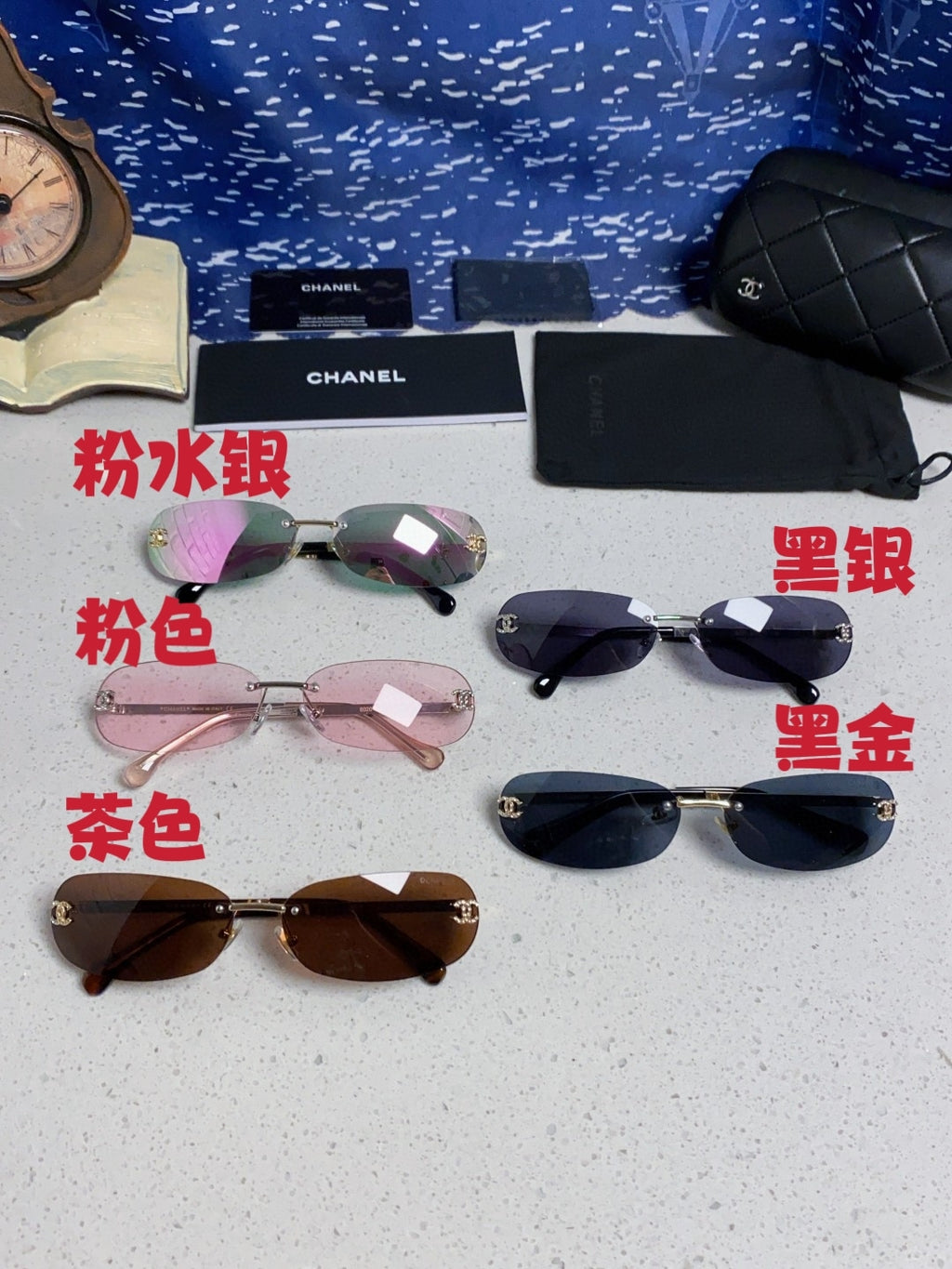 Chanel CH4002 Lightweight Rimless Blue Lens Sunglasses for Men & Wome - 465184 - detail image 12