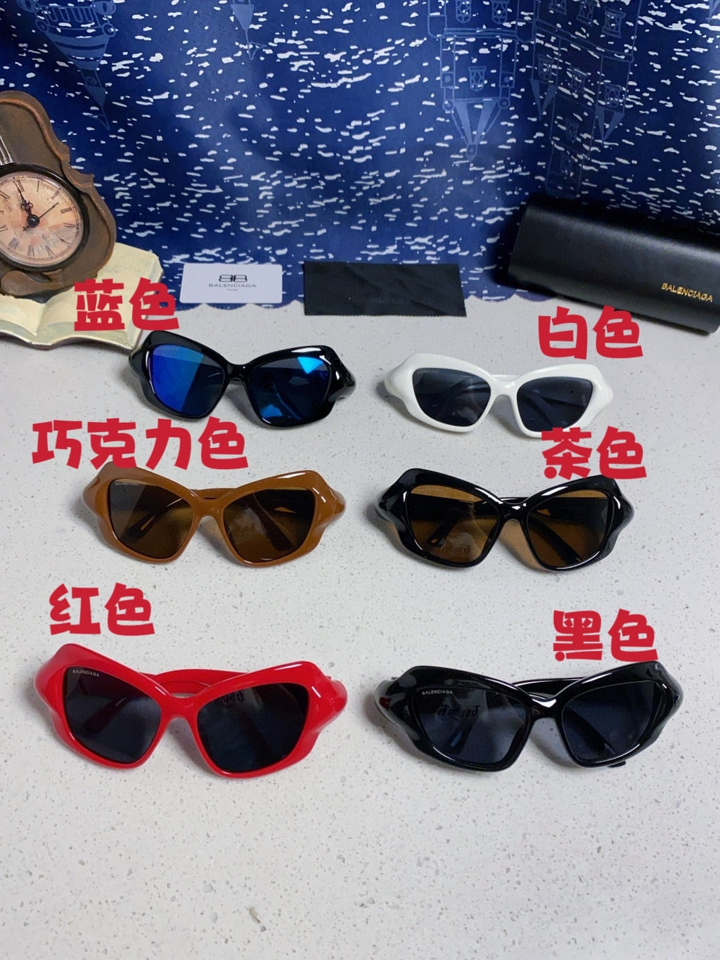 Balenciaga Oversized Blue Lens Sunglasses for Women - detail image 12