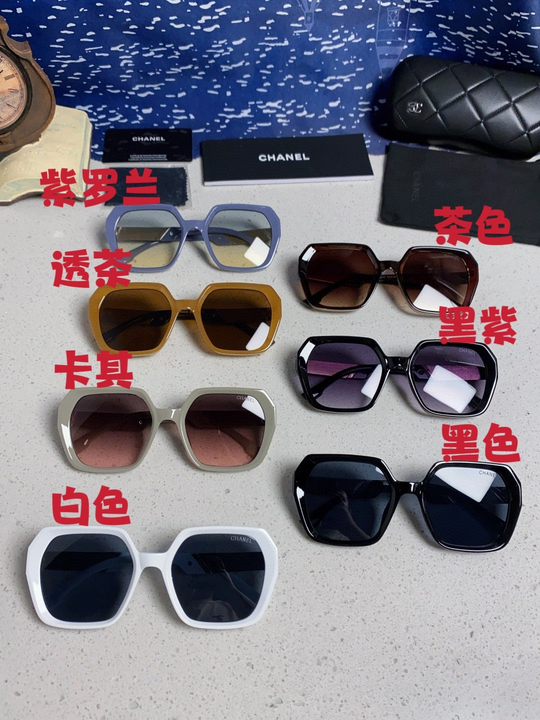 Chanel Polarized Square Blue Lens Sunglasses for Women - detail image 12