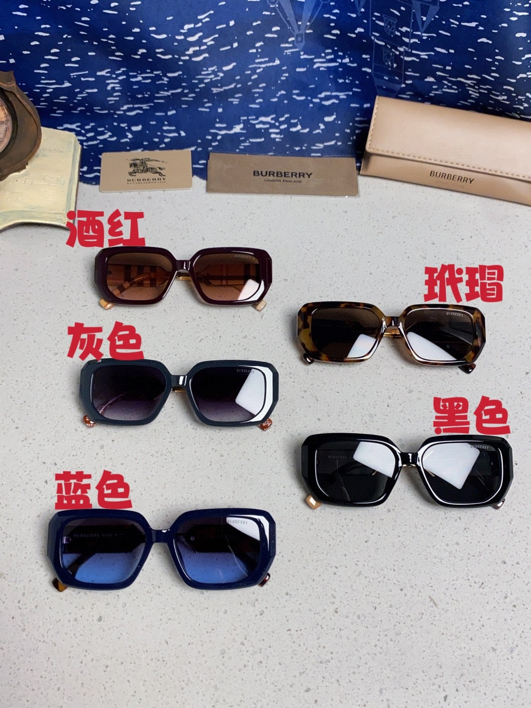 Burberry Rectangular Black Lens Sunglasses for Men & Women - 416080 - detail image 12