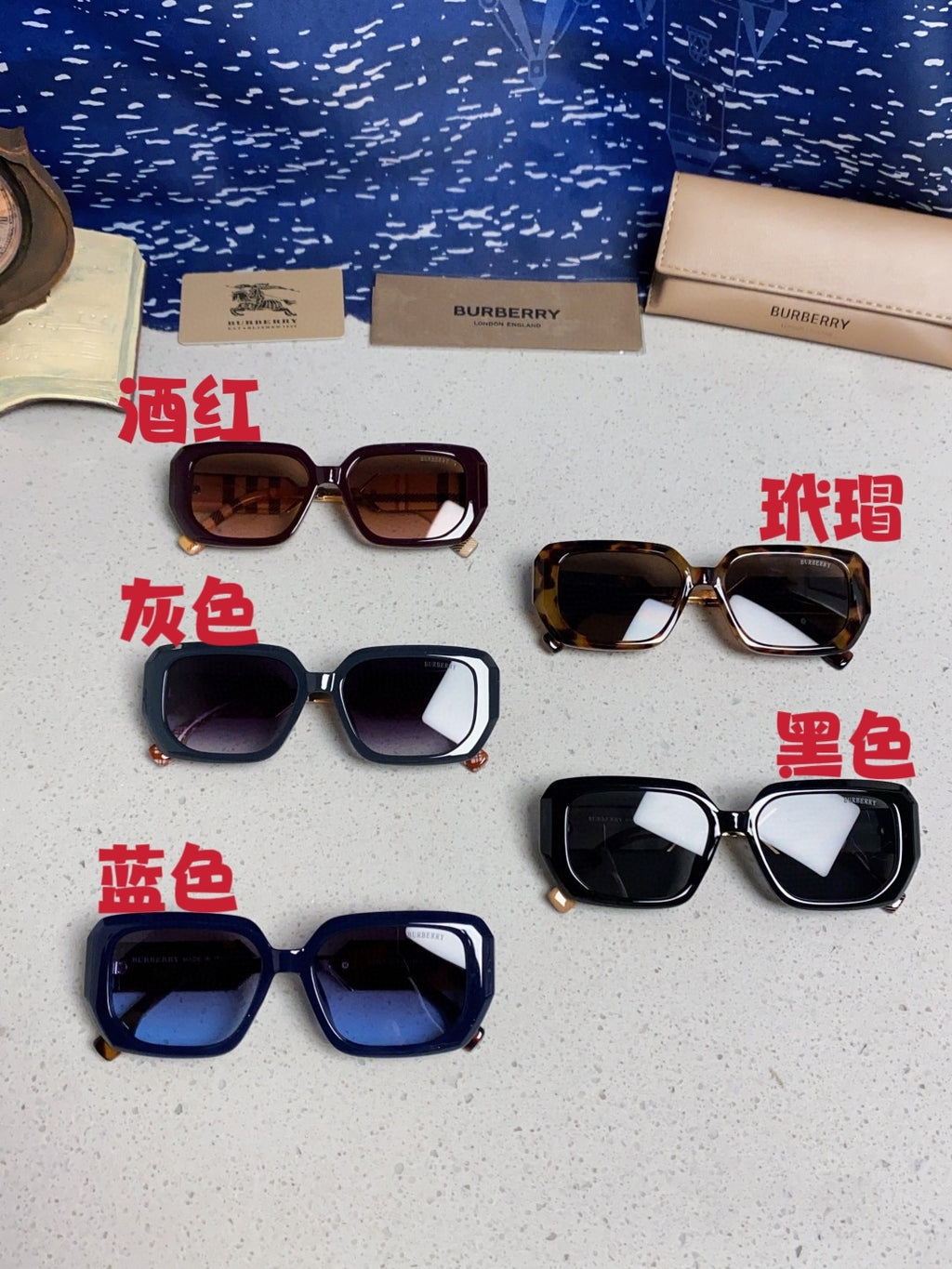 Burberry Rectangular Red Lens Sunglasses for Men & Women - 487410 - detail image 12
