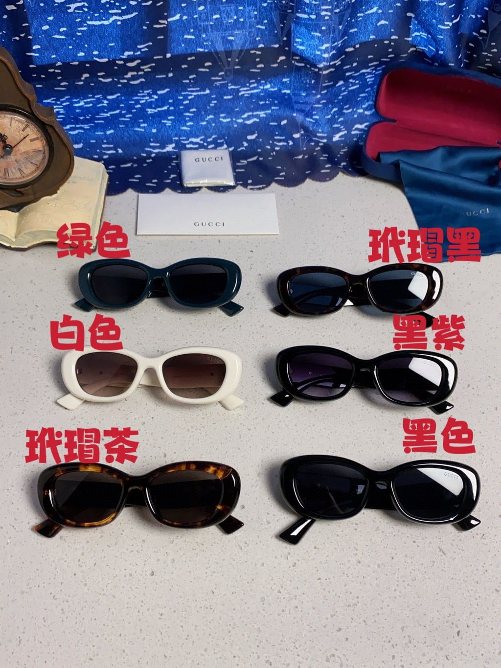 Gucci Oval Black Lens Sunglasses for Men & Women - 486318 - detail image 12