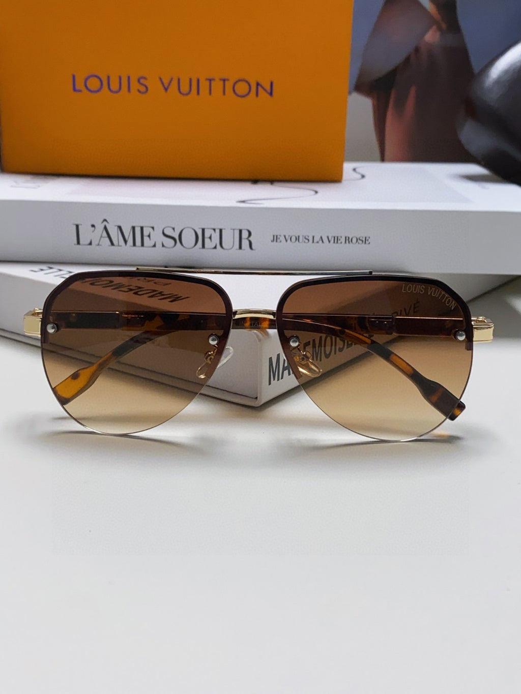 Louis Vuitton Metal Aviator Brown Lens Sunglasses for Men & Women - 448546 - detail image 6