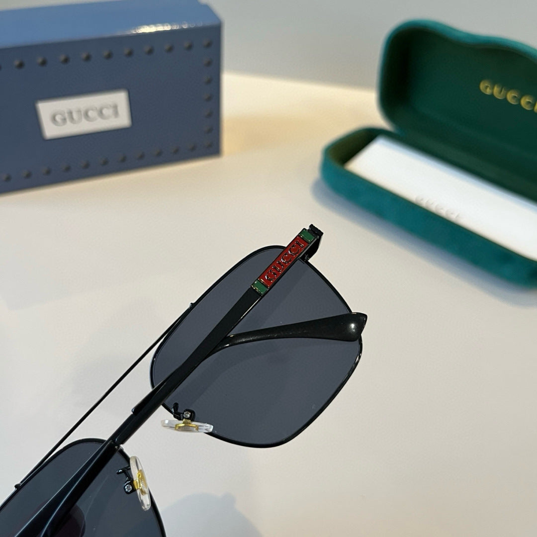 Gucci Metal Aviator Black Lens Sunglasses for Men & Women - 448852 - detail image 6