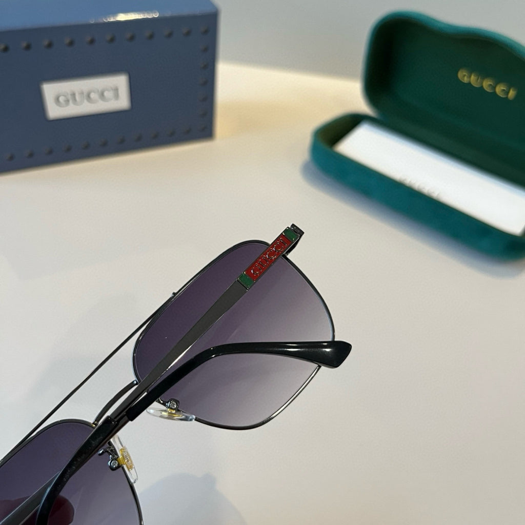 Gucci Metal Aviator Black Lens Sunglasses for Men & Women - 448854 - detail image 8