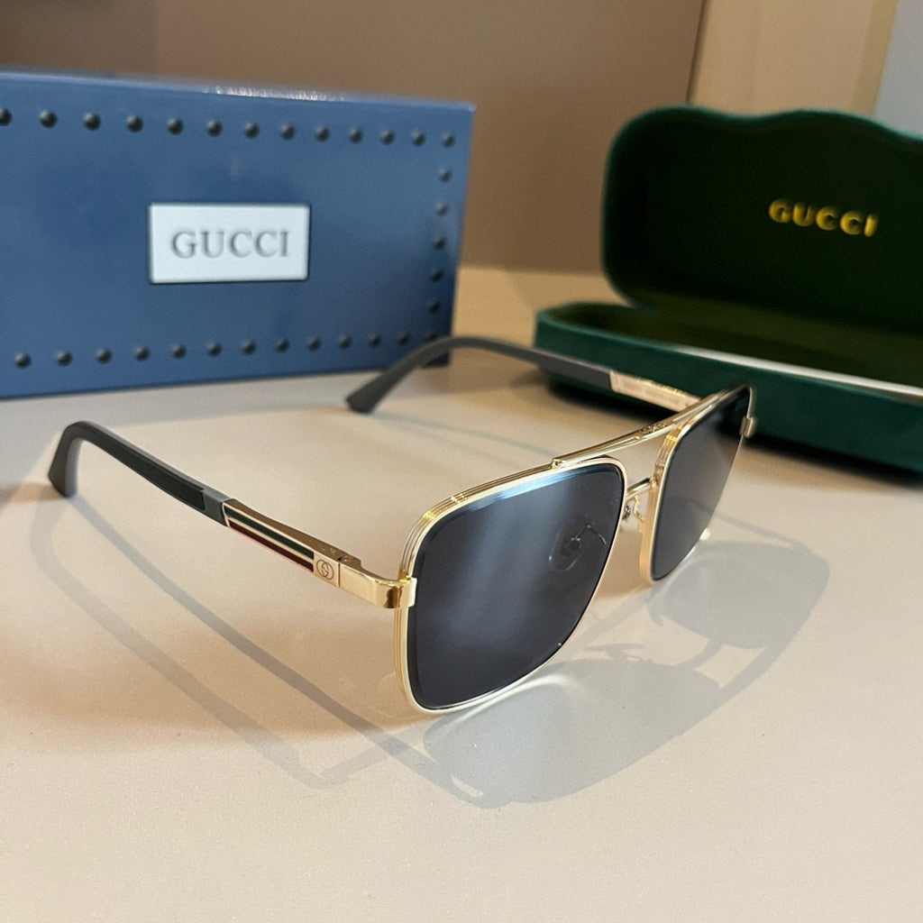 Gucci Metal Aviator Gold Lens Sunglasses for Men & Women - 464870