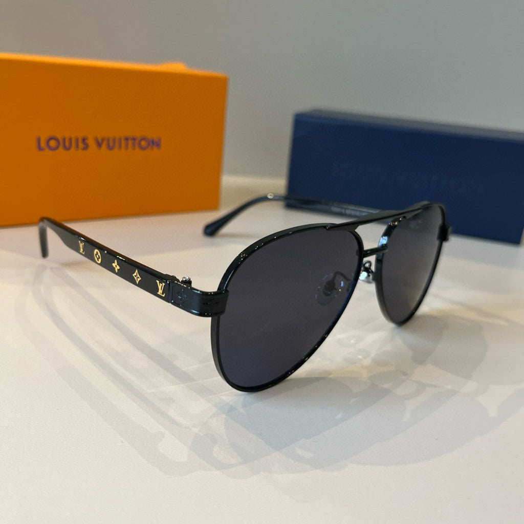 Louis Vuitton Metal Aviator Black Lens Sunglasses for Men & Women - 493099