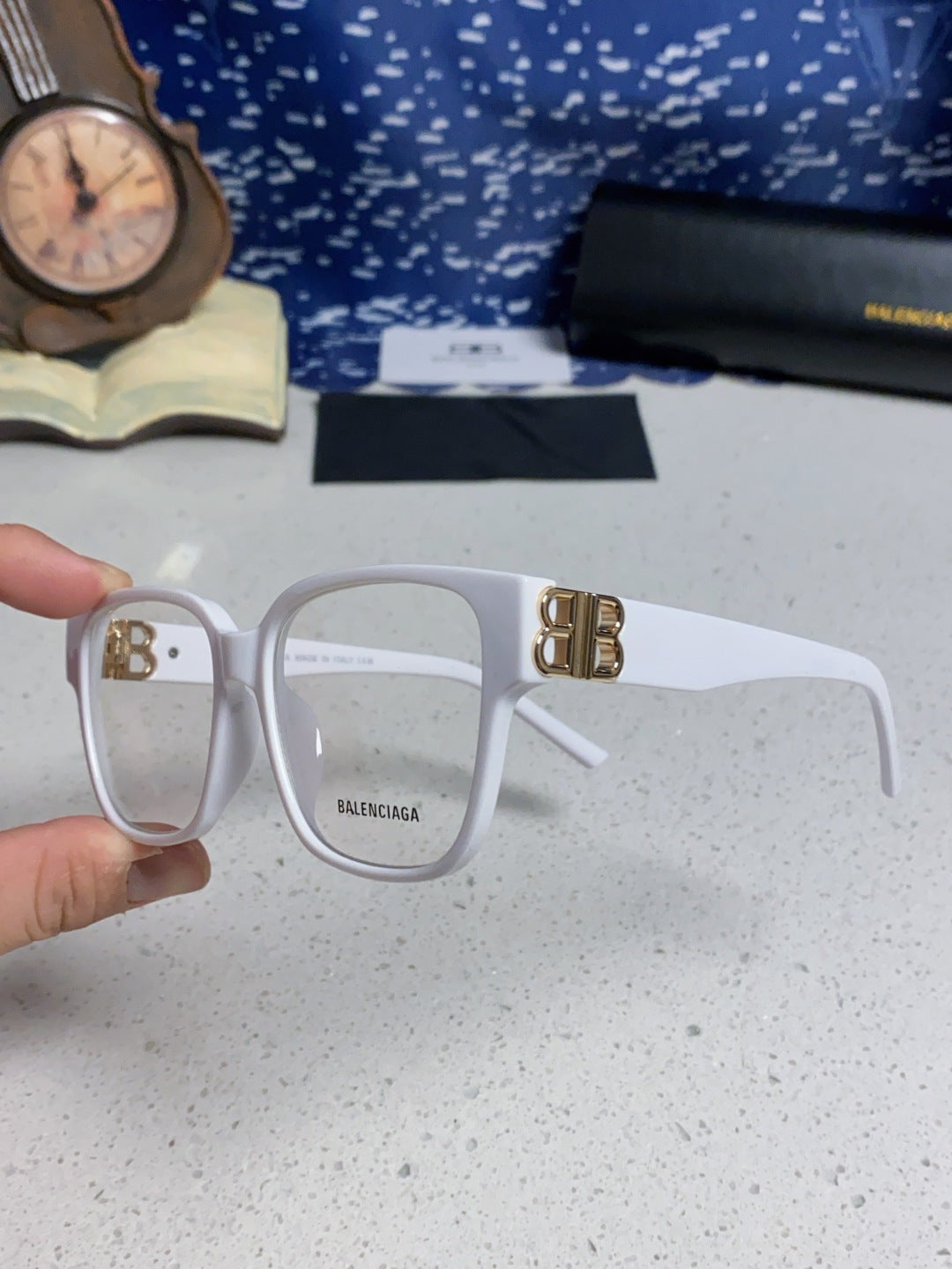 Balenciaga Folding Square Silver Lens Sunglasses for Men & Women - detail image 6