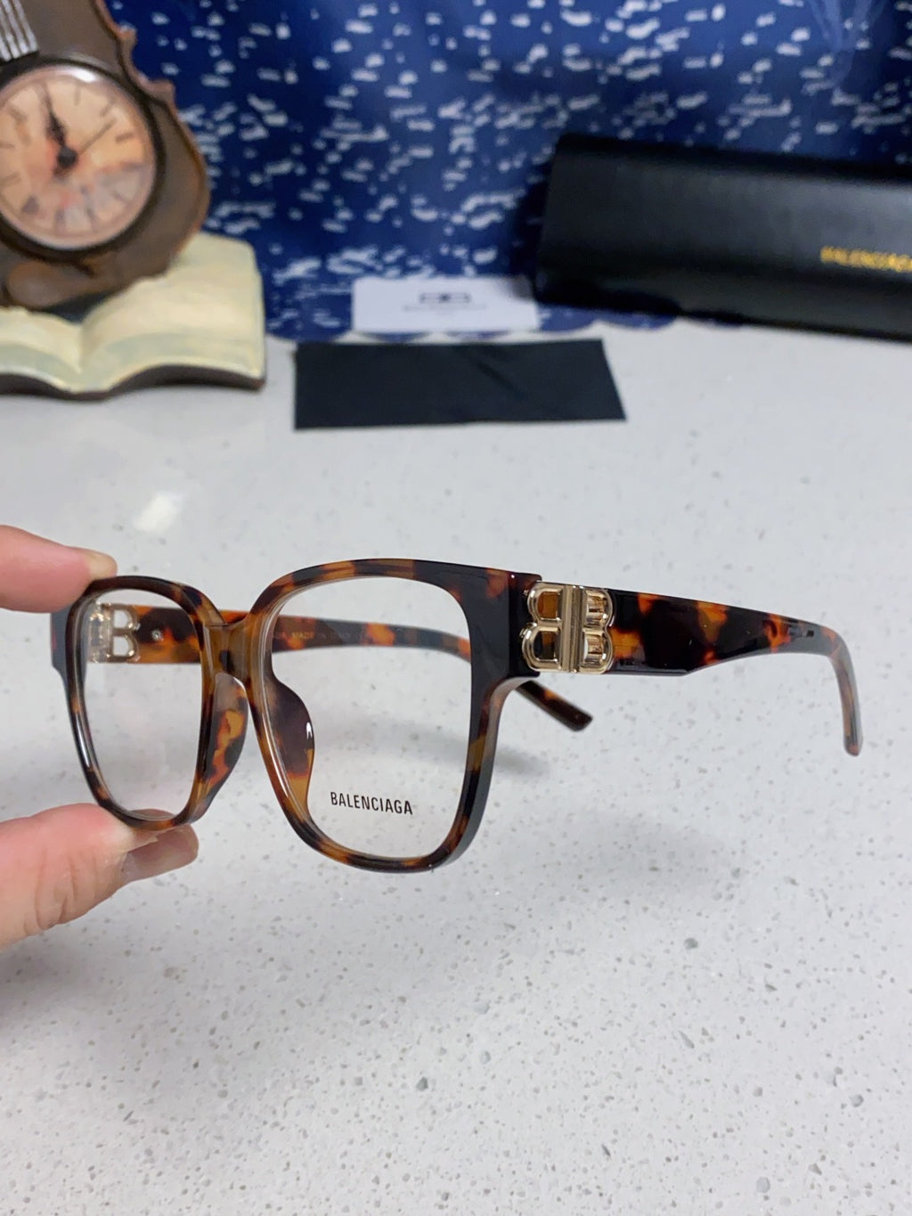 Balenciaga Folding Square Red Lens Sunglasses for Men & Women - detail image 5