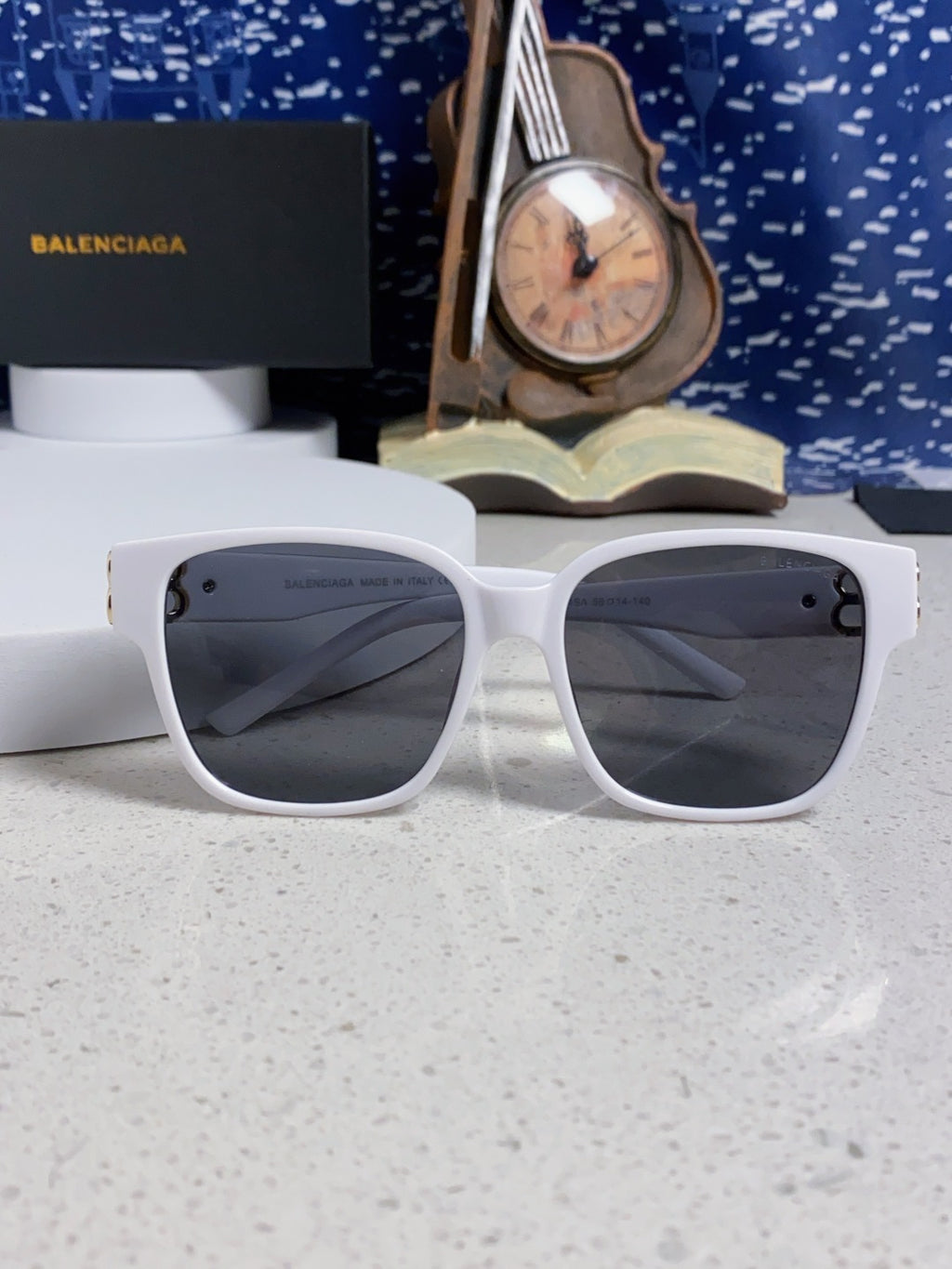 Balenciaga Folding Square Blue Lens Sunglasses for Men & Women - detail image 10