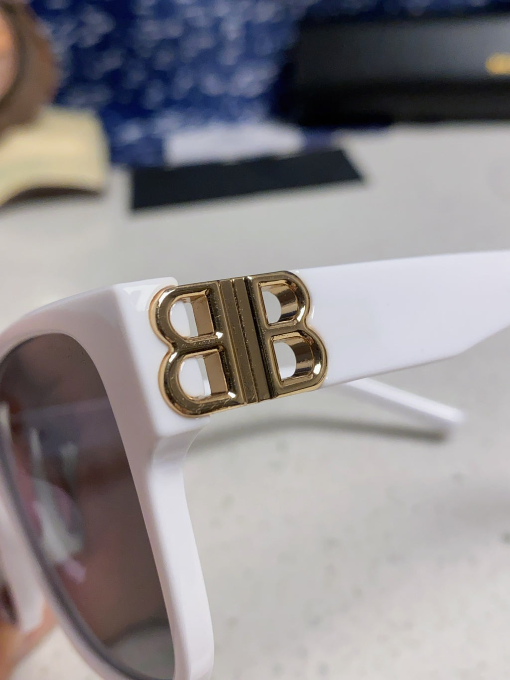 Balenciaga Folding Square Blue Lens Sunglasses for Men & Women - 416120 - detail image 8