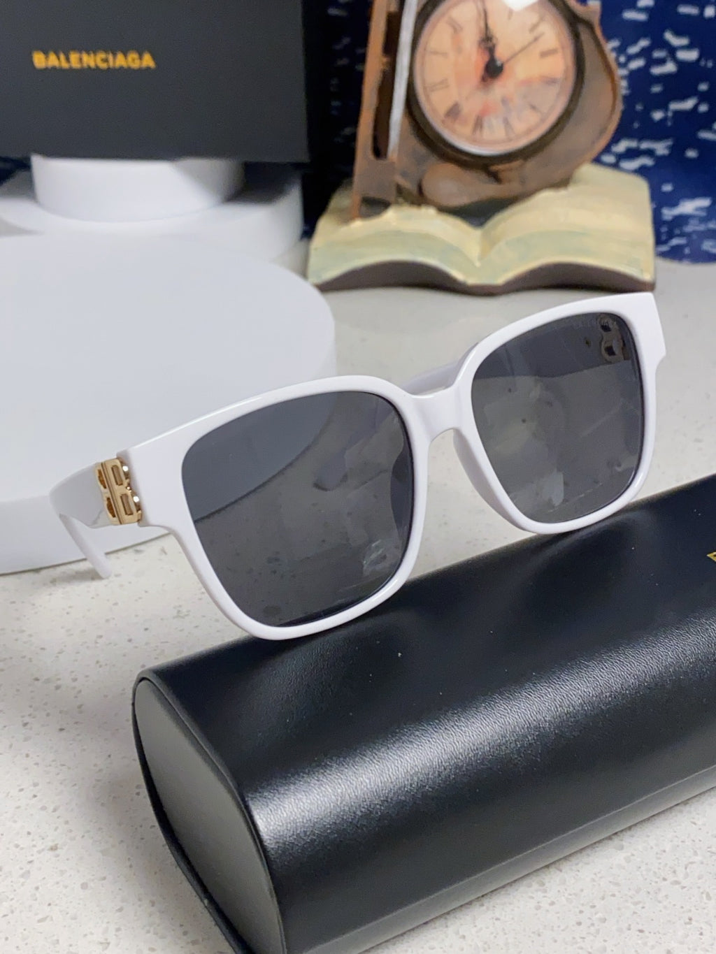 Balenciaga Folding Square Blue Lens Sunglasses for Men & Women - detail image 11
