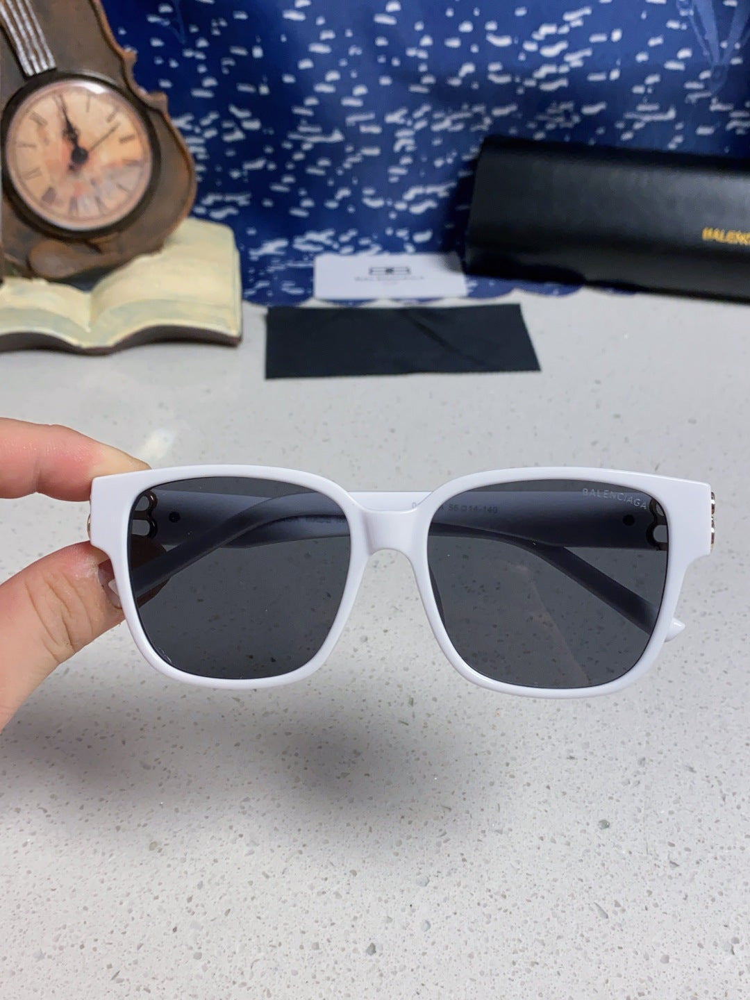Balenciaga Folding Square Blue Lens Sunglasses for Men & Women - detail image 5