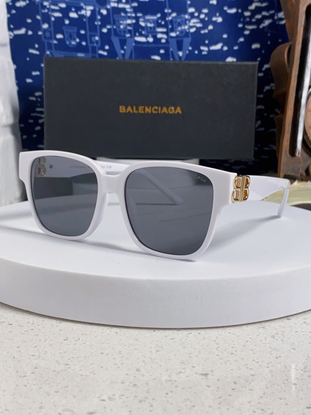 Balenciaga Folding Square Blue Lens Sunglasses for Men & Women - 416120 - detail image 2