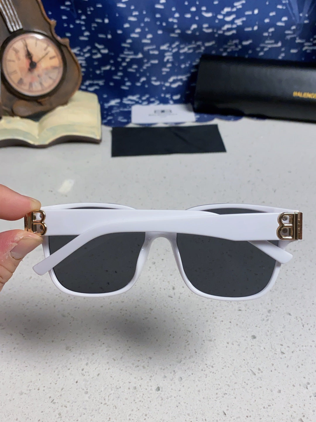 Balenciaga Folding Square Blue Lens Sunglasses for Men & Women - 416120 - detail image 6