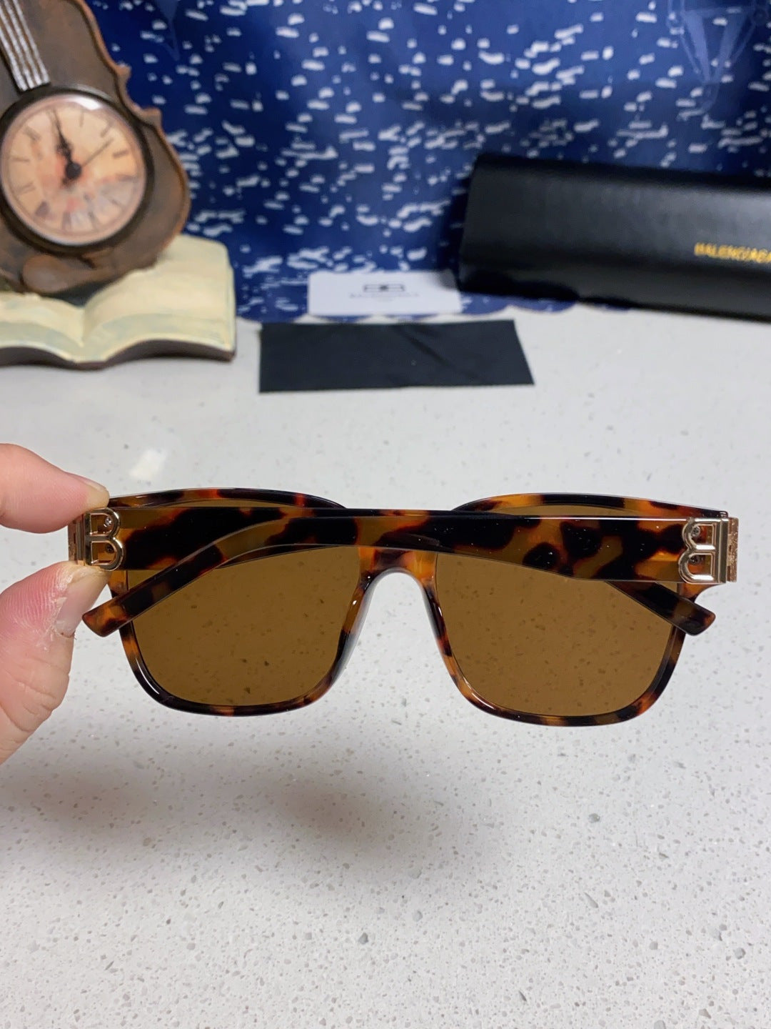 Balenciaga Folding Square Brown Lens Sunglasses for Men & Women - detail image 5