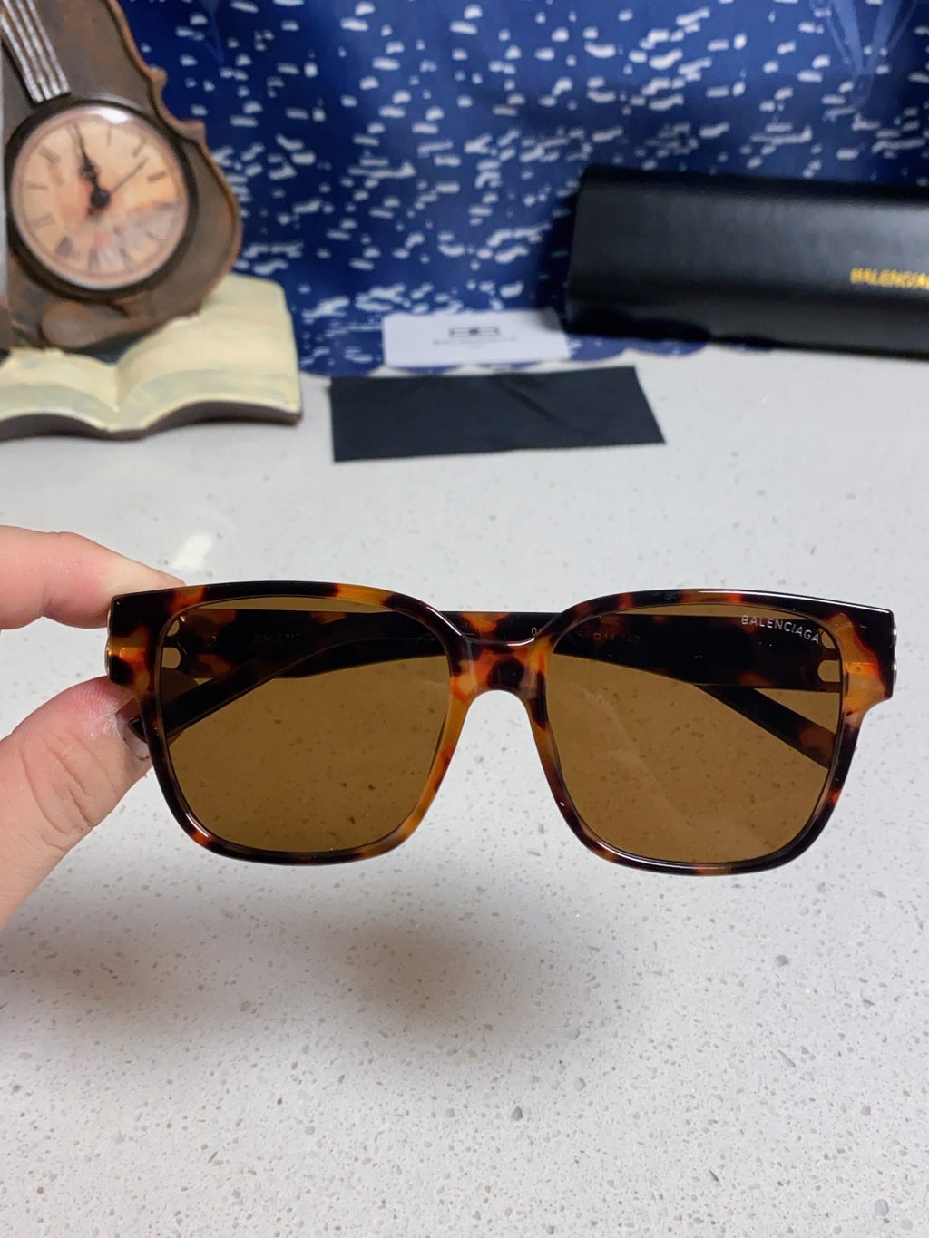 Balenciaga Folding Square Brown Lens Sunglasses for Men & Women - detail image 4