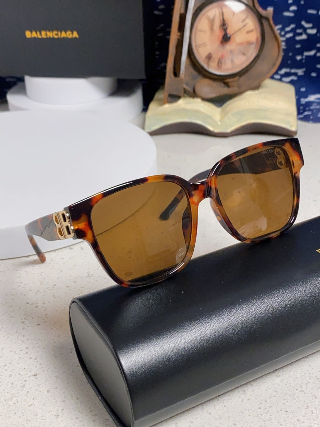 Balenciaga Folding Square Brown Lens Sunglasses for Men & Women - detail image 10