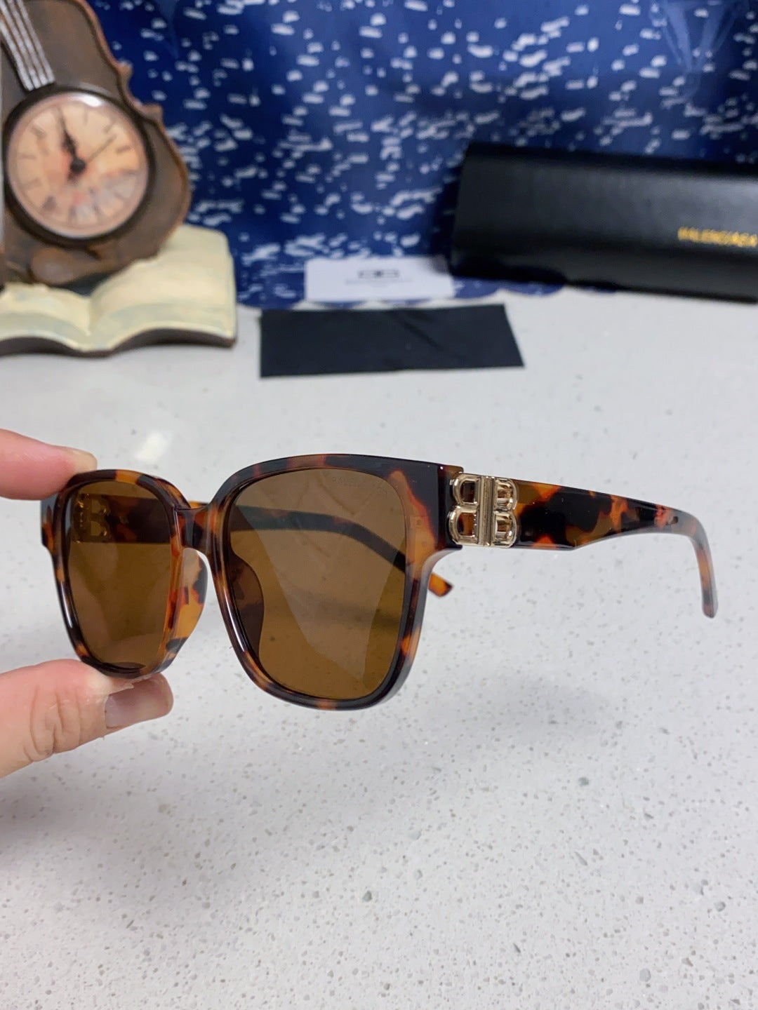 Balenciaga Folding Square Brown Lens Sunglasses for Men & Women - detail image 6