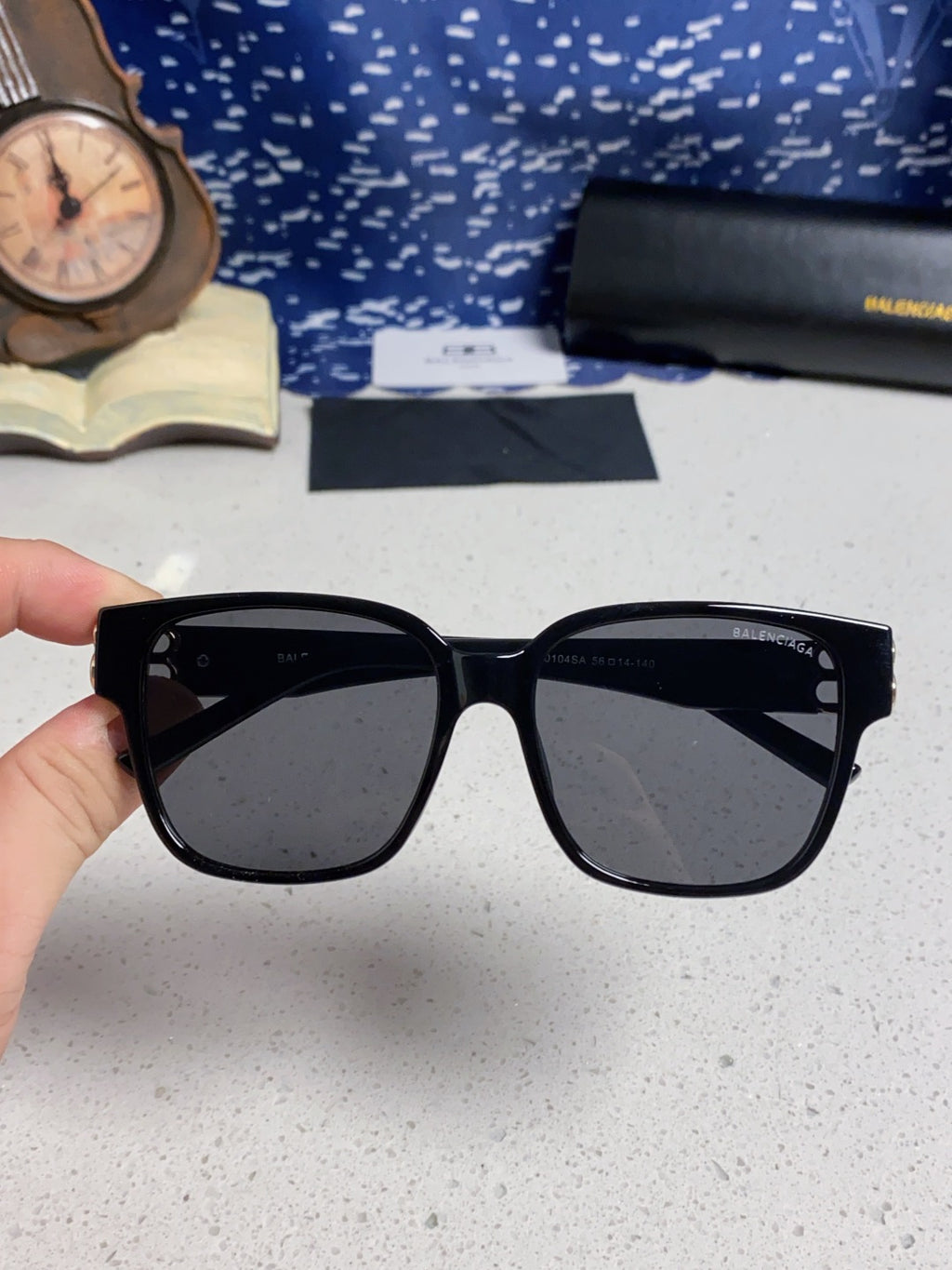 Balenciaga Folding Square Gold Lens Sunglasses for Men & Women - 416122 - detail image 5