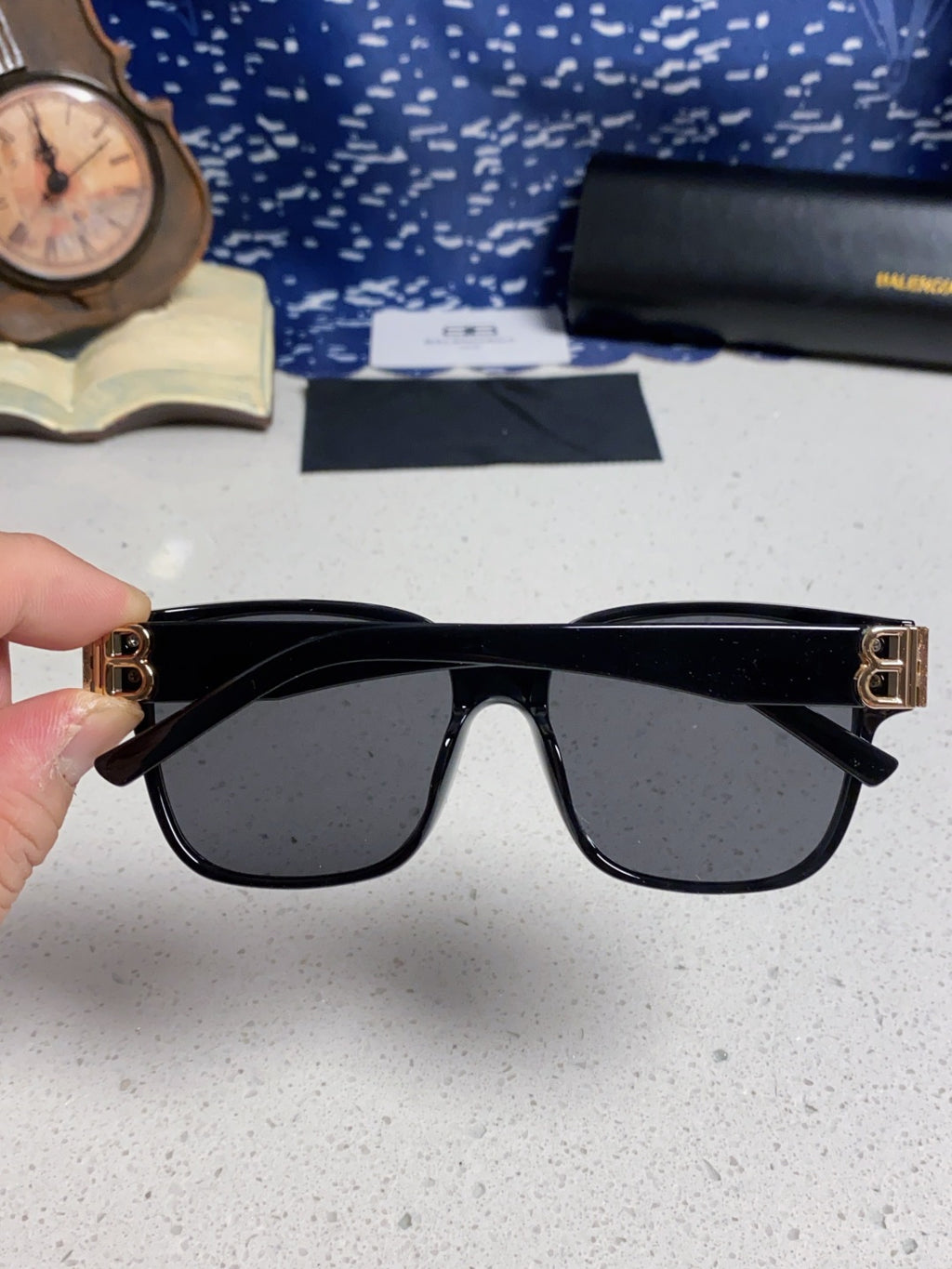 Balenciaga Folding Square Gold Lens Sunglasses for Men & Women - 416122 - detail image 6