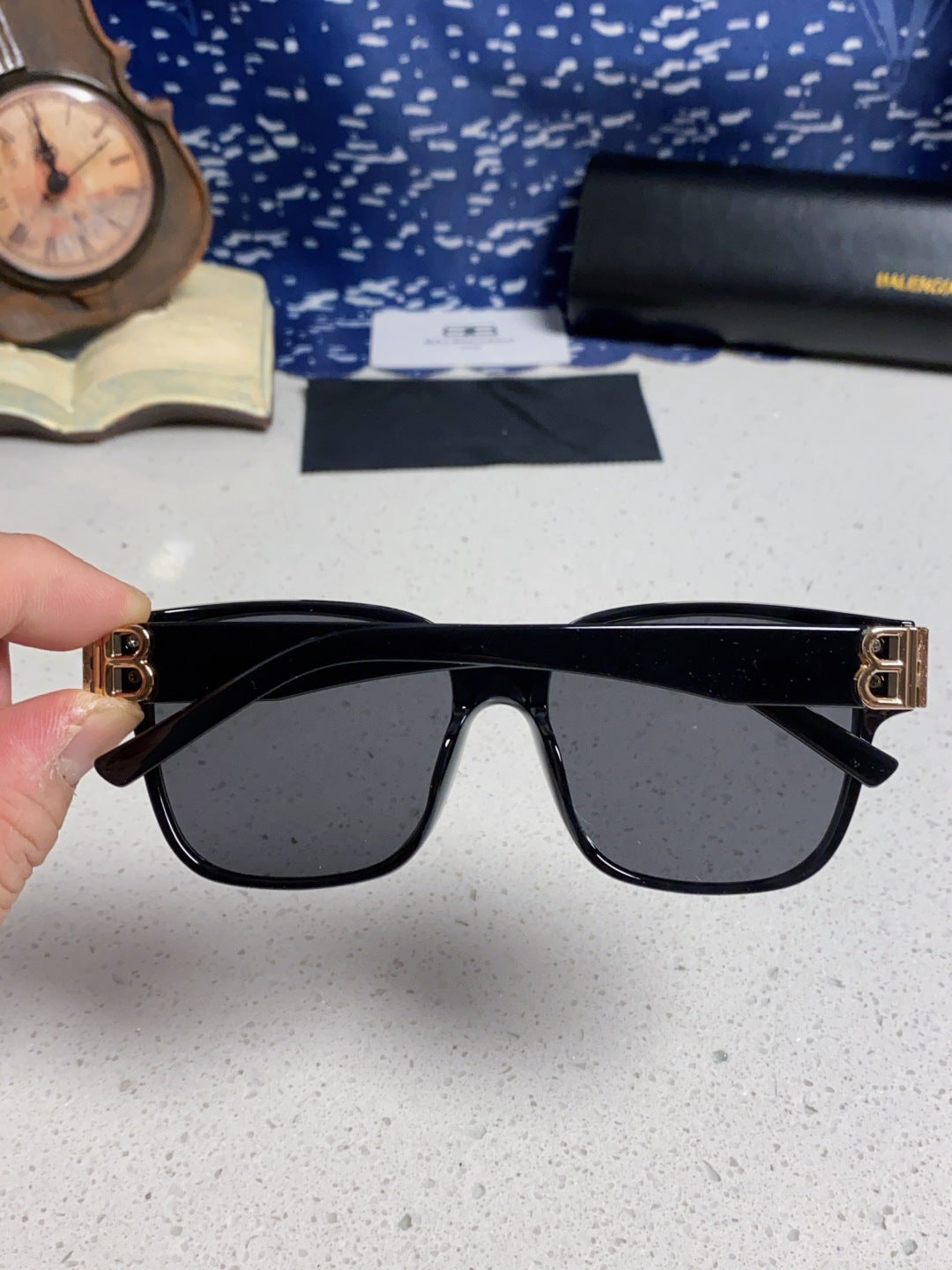 Balenciaga Folding Square Gold Lens Sunglasses for Men & Women - 416122 - detail image 6