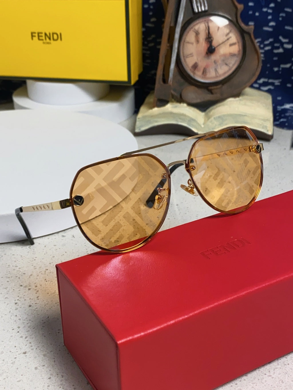 Fendi Lightweight Rimless Gold Lens Sunglasses for Men & Women - detail image 9