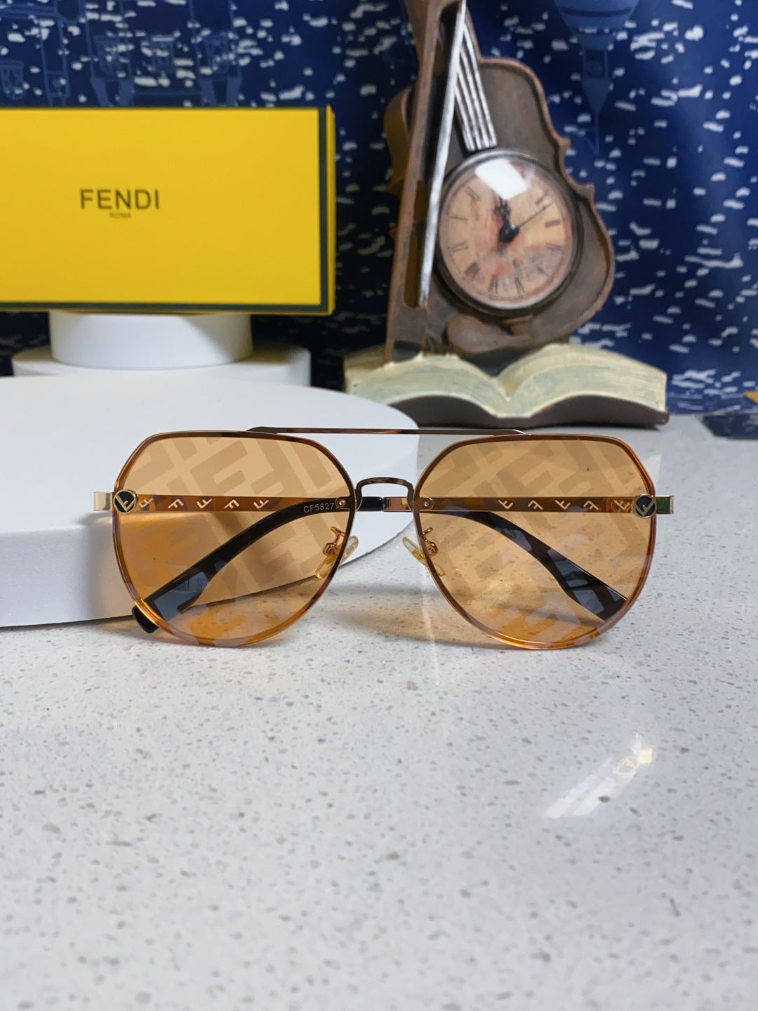 Fendi Lightweight Rimless Gold Lens Sunglasses for Men & Women - detail image 8