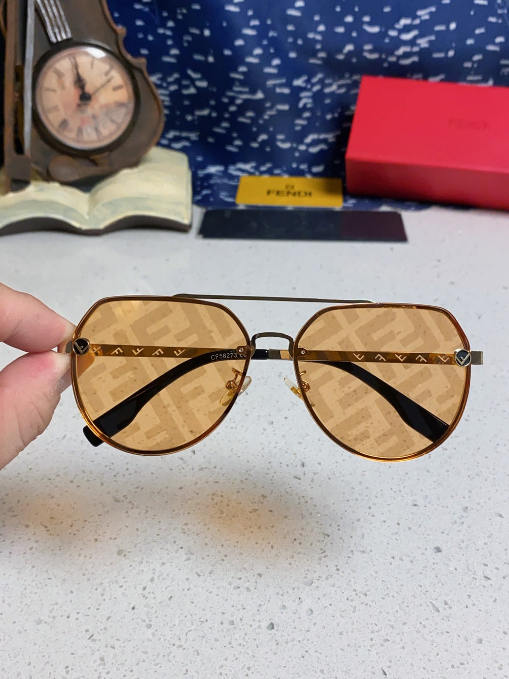Fendi Lightweight Rimless Gold Lens Sunglasses for Men & Women - detail image 4