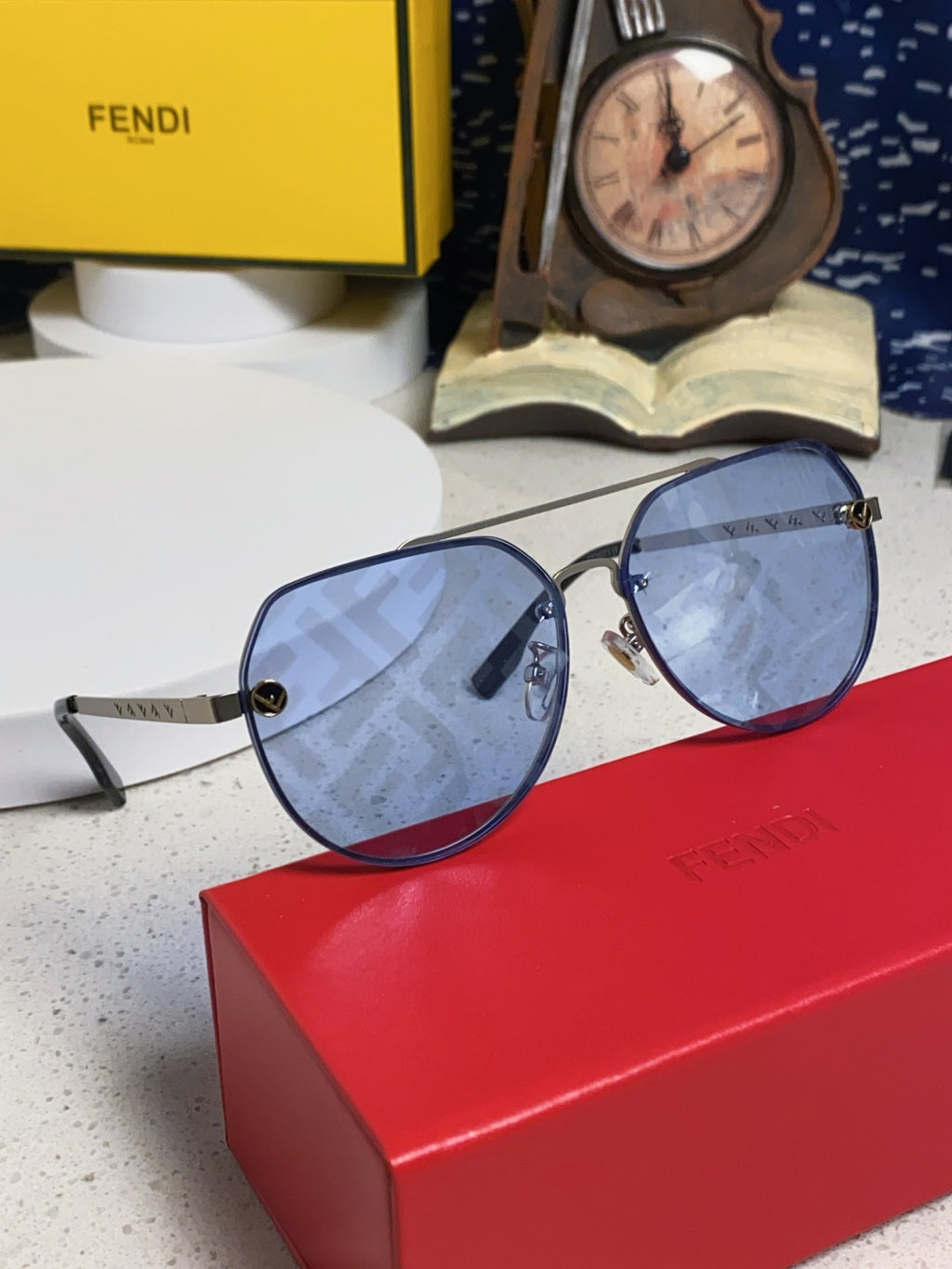 Fendi Lightweight Rimless Blue Lens Sunglasses for Men & Women - 449833 - detail image 9