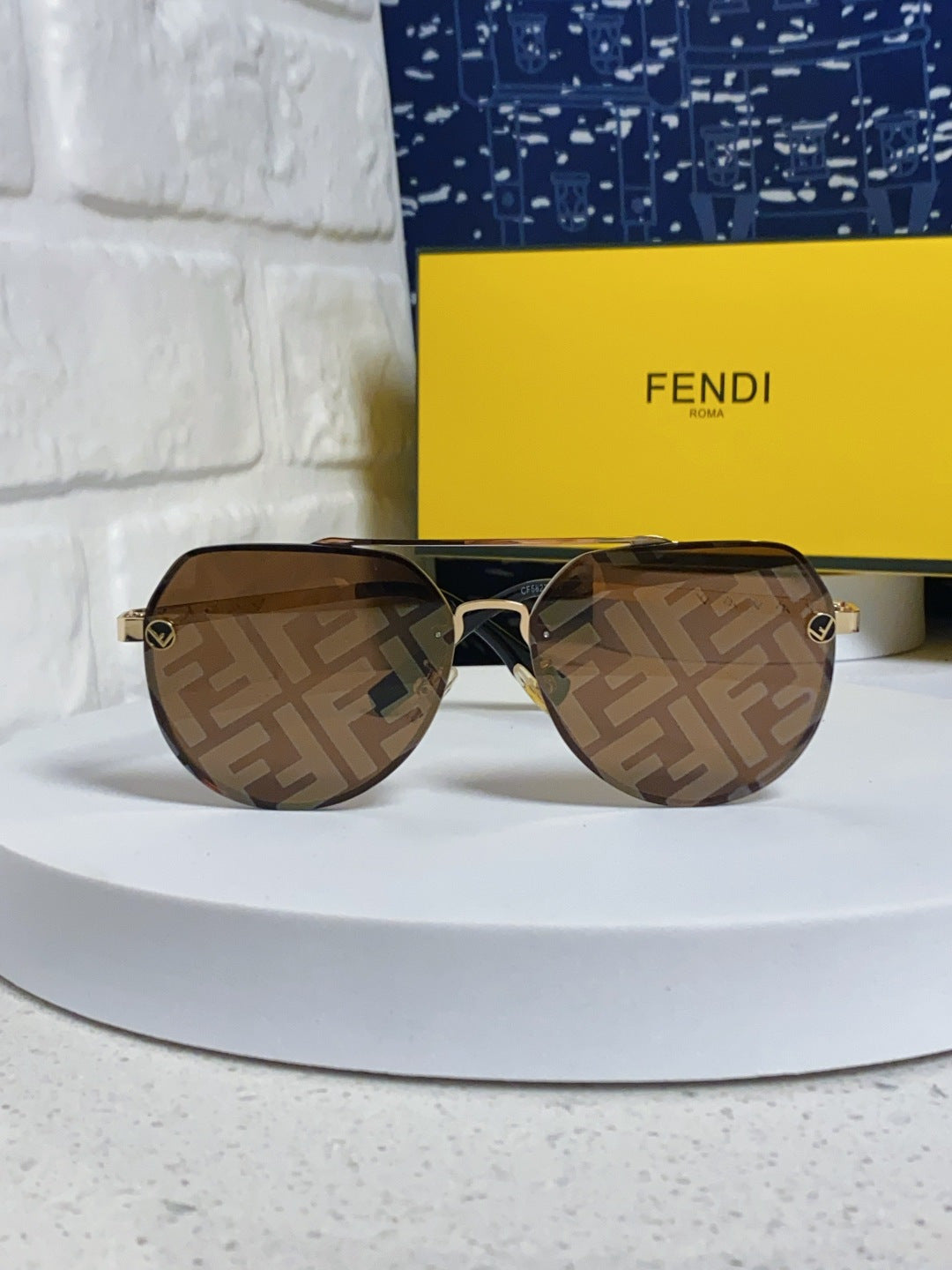 Fendi Lightweight Rimless Brown Lens Sunglasses for Men & Women - 449834 - detail image 2
