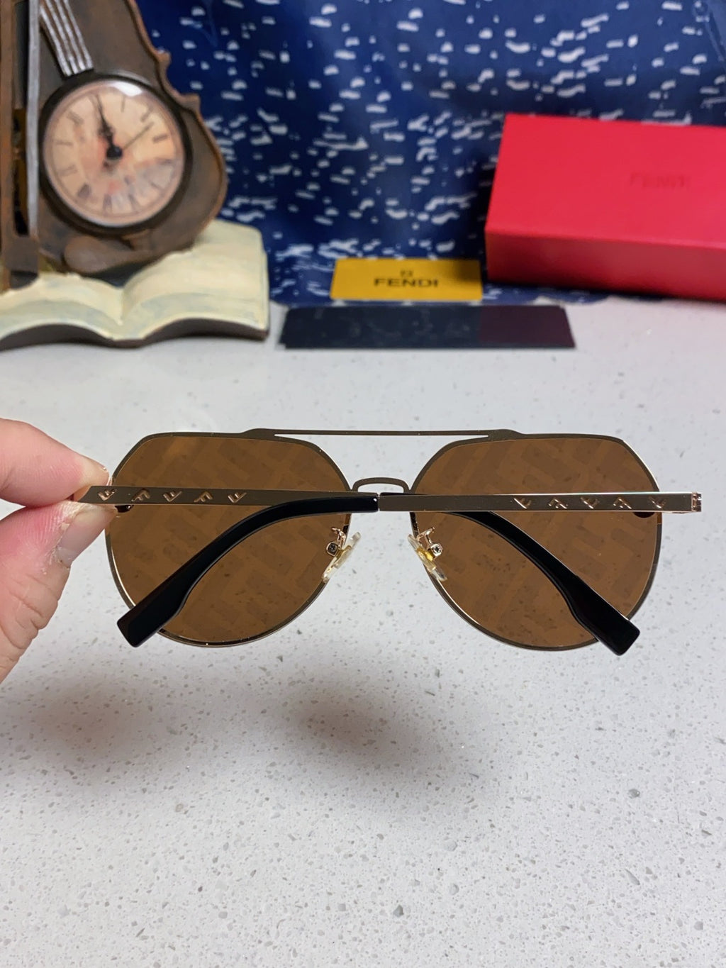 Fendi Lightweight Rimless Brown Lens Sunglasses for Men & Women - 449834 - detail image 5