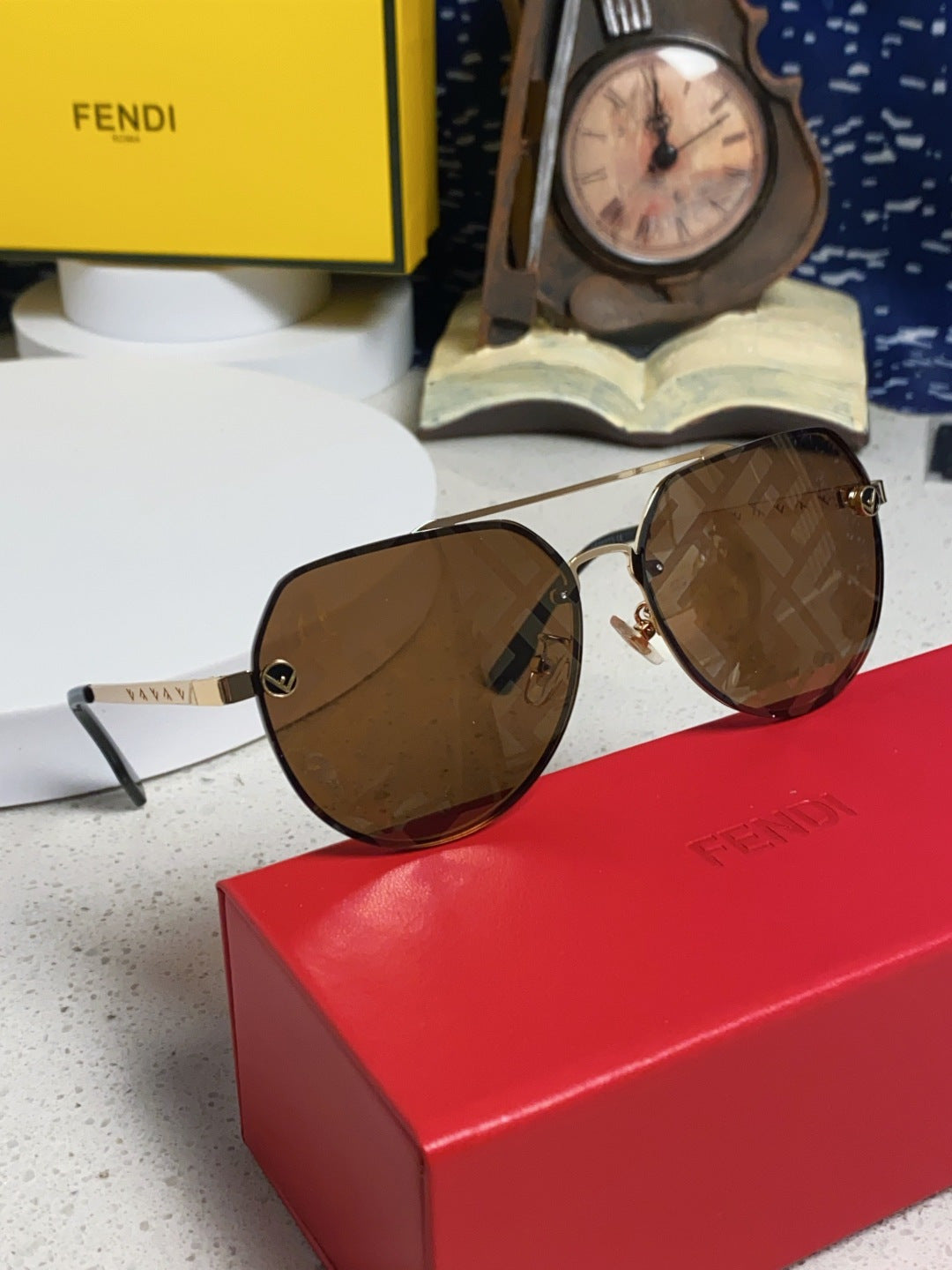 Fendi Lightweight Rimless Brown Lens Sunglasses for Men & Women - 449834 - detail image 9