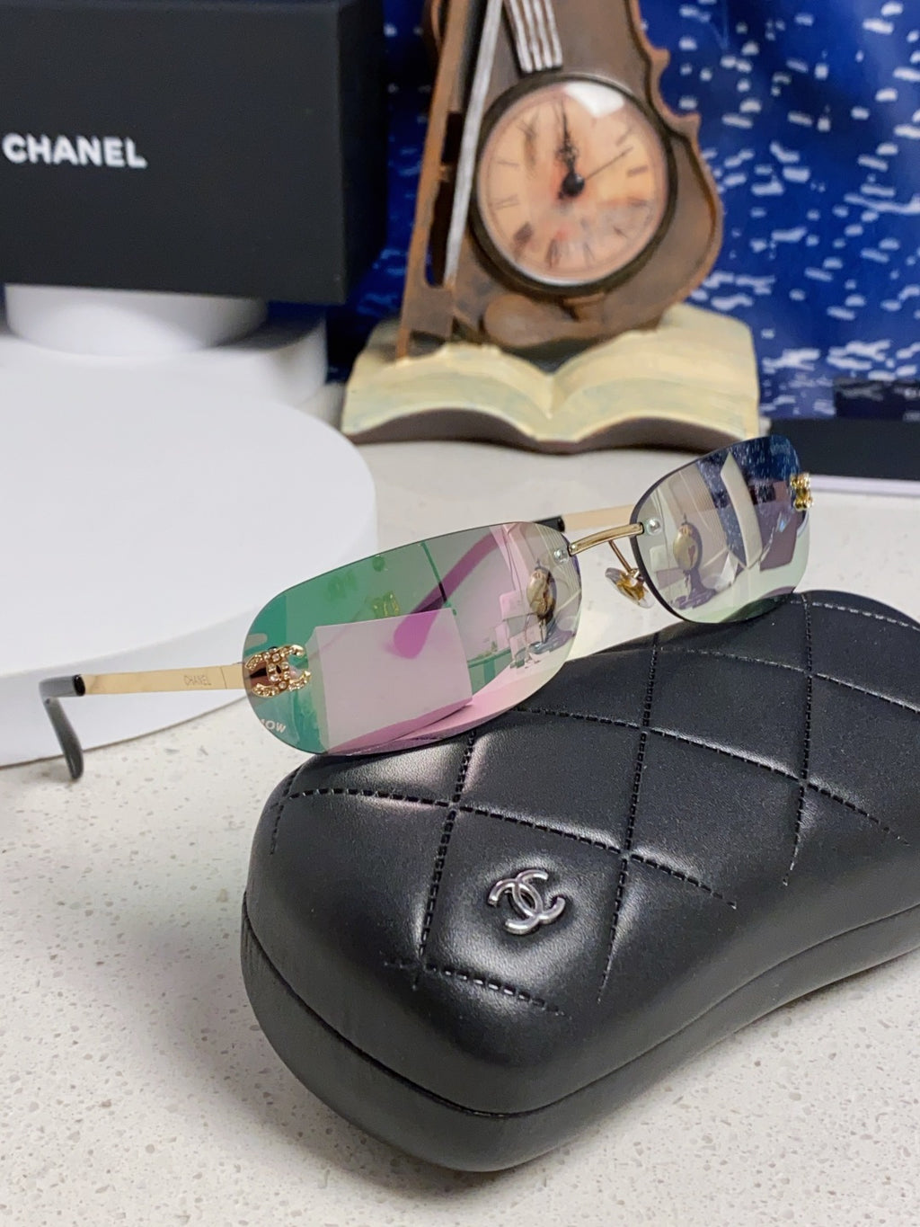 Chanel CH4002 Lightweight Rimless Blue Lens Sunglasses for Men & Wome - 465184 - detail image 10