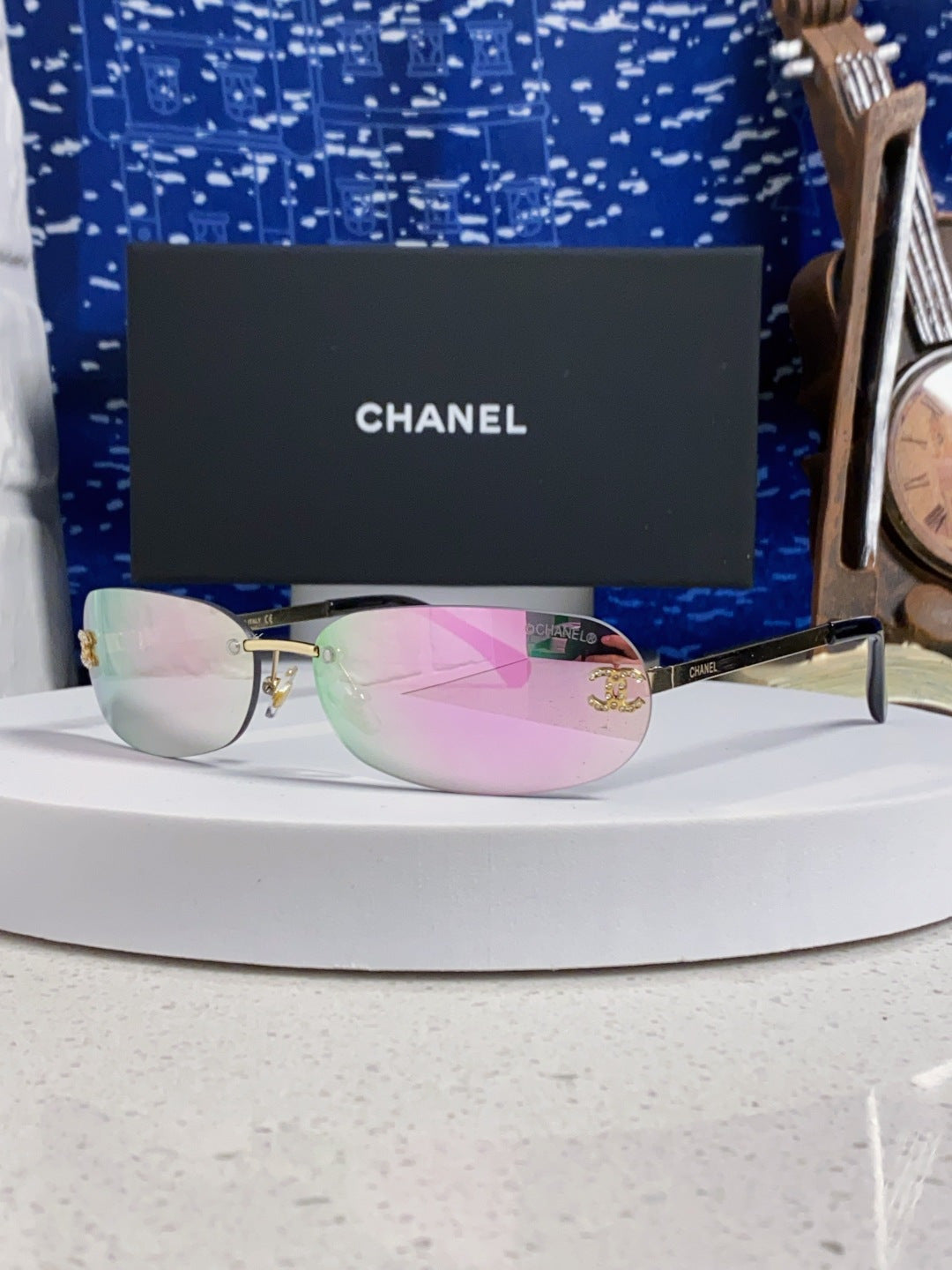 Chanel CH4002 Lightweight Rimless Blue Lens Sunglasses for Men & Wome - 465184