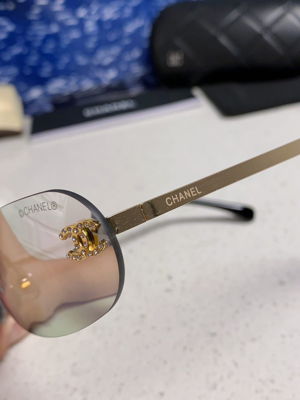 Chanel CH4002 Lightweight Rimless Blue Lens Sunglasses for Men & Wome - 465184 - detail image 7