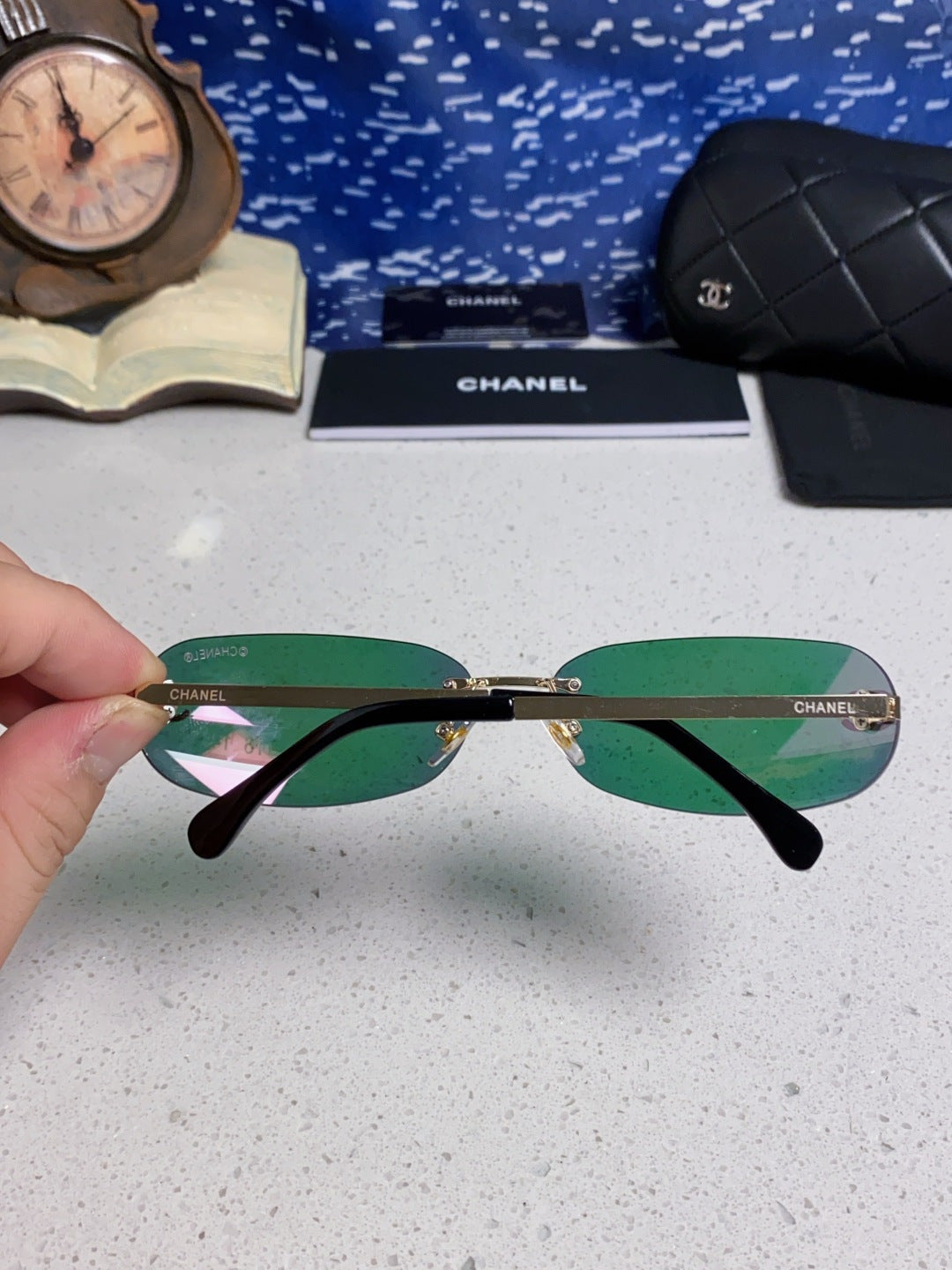 Chanel CH4002 Lightweight Rimless Blue Lens Sunglasses for Men & Wome - 465184 - detail image 5