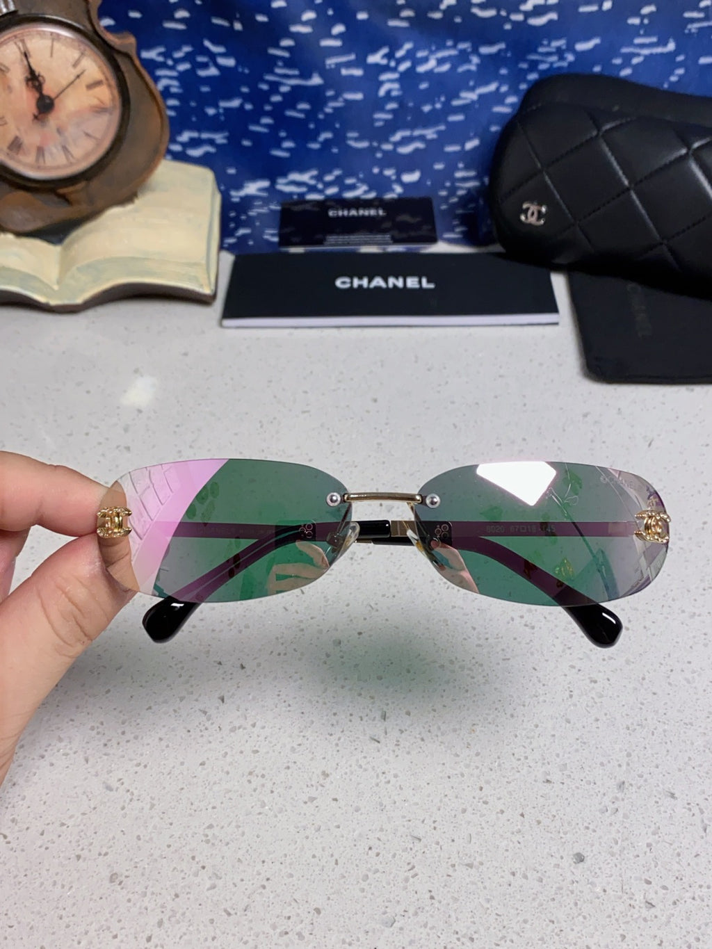 Chanel CH4002 Lightweight Rimless Blue Lens Sunglasses for Men & Wome - 465184 - detail image 4