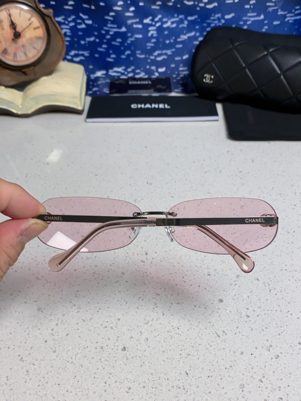 Chanel CH4002 Lightweight Rimless Blue Lens Sunglasses for Men & Wome - 465185 - detail image 5