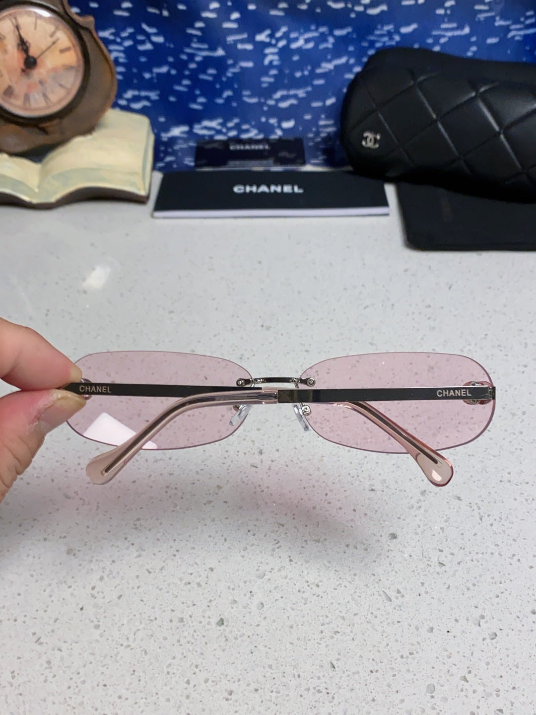 Chanel CH4002 Lightweight Rimless Blue Lens Sunglasses for Men & Wome - 465185 - detail image 5