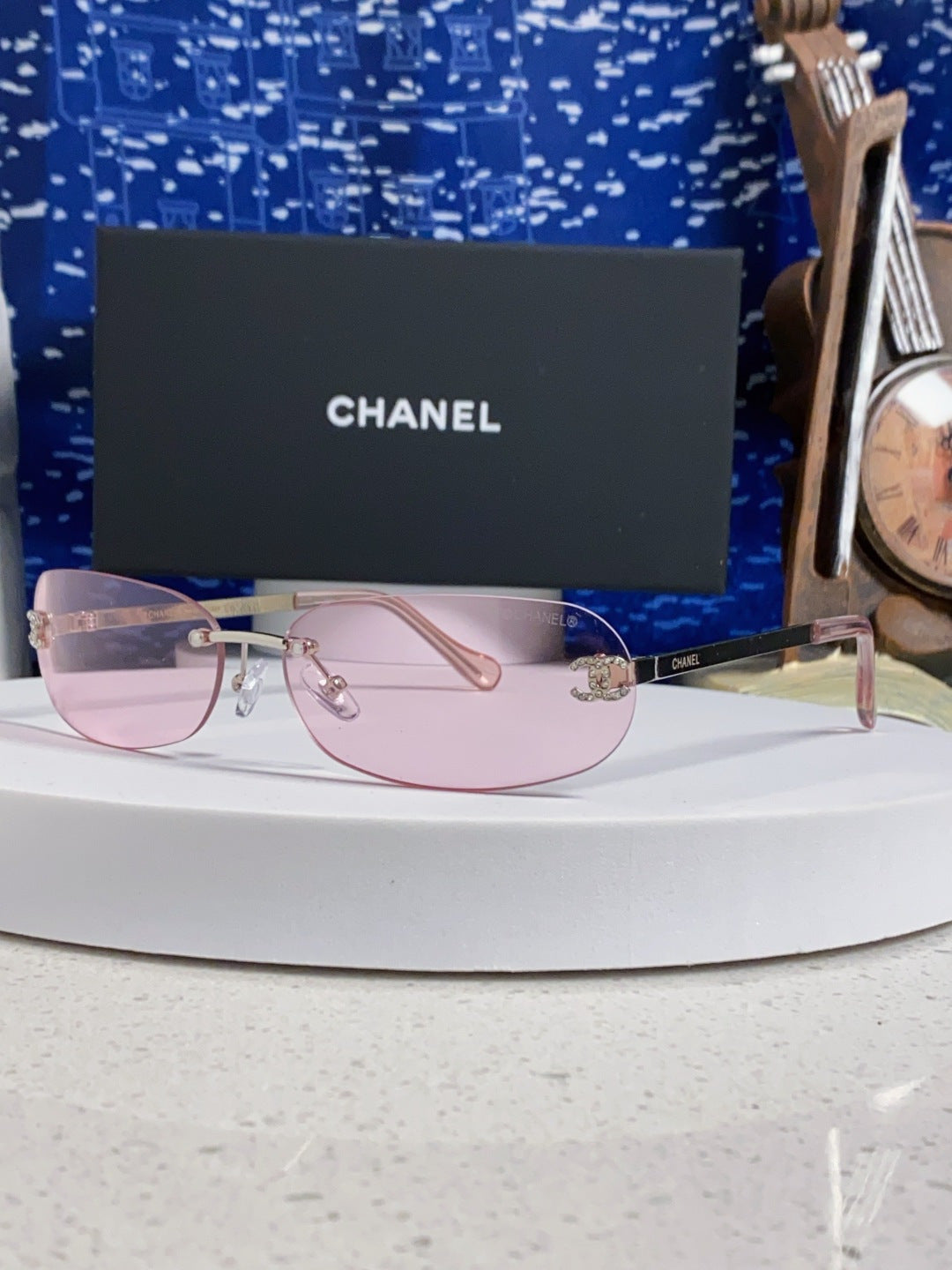 Chanel CH4002 Lightweight Rimless Blue Lens Sunglasses for Men & Wome - 465185