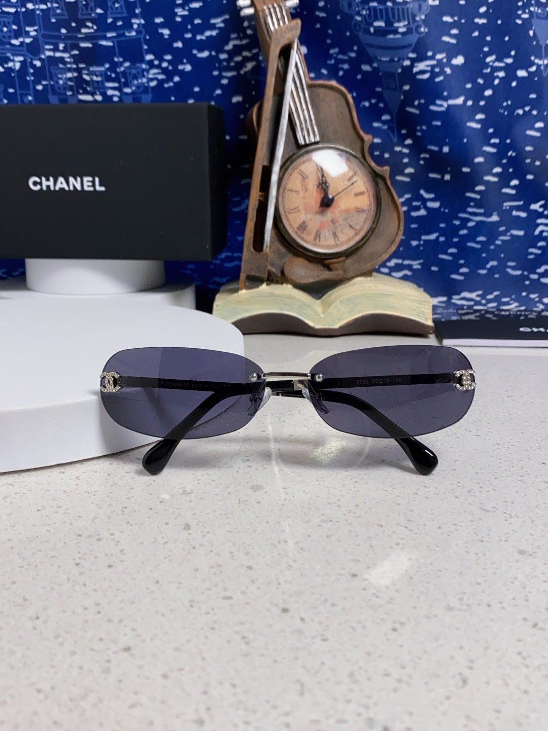 Chanel CH4002 Lightweight Rimless Black Lens Sunglasses for Men & Women - detail image 5