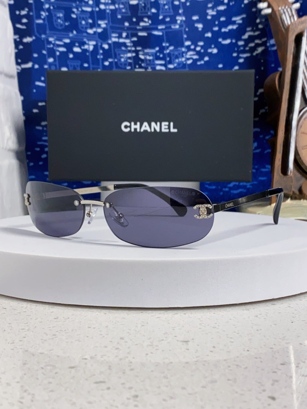 Chanel CH4002 Lightweight Rimless Black Lens Sunglasses for Men & Women